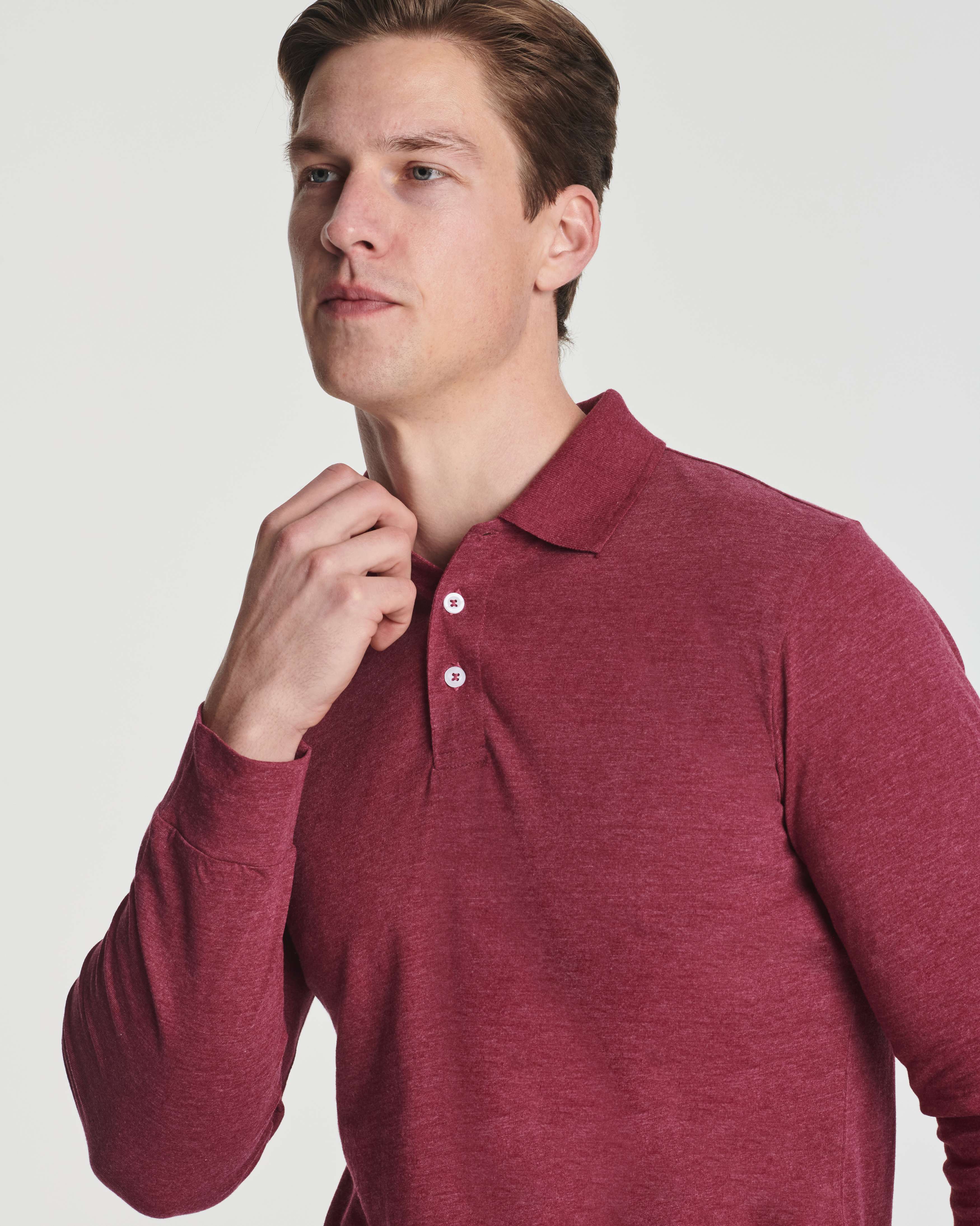 3 Pack: Men's Cotton Jersey Long-Sleeve Polo Shirt (Available in Big & Tall)
