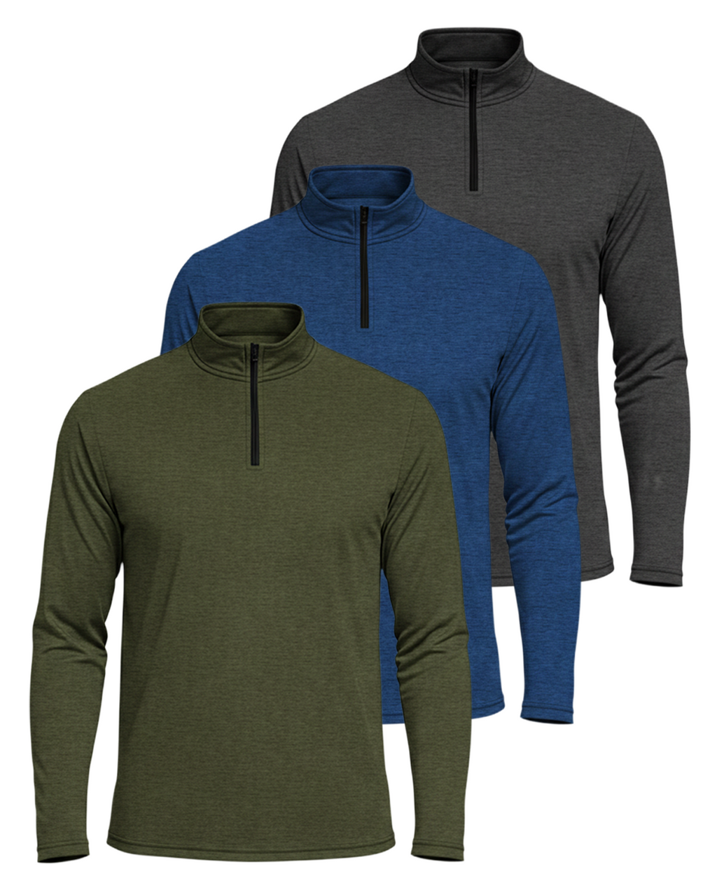 3 Pack: Mens Active Dry-Fit Quarter Zip Pullover (Available in Big & Tall)
