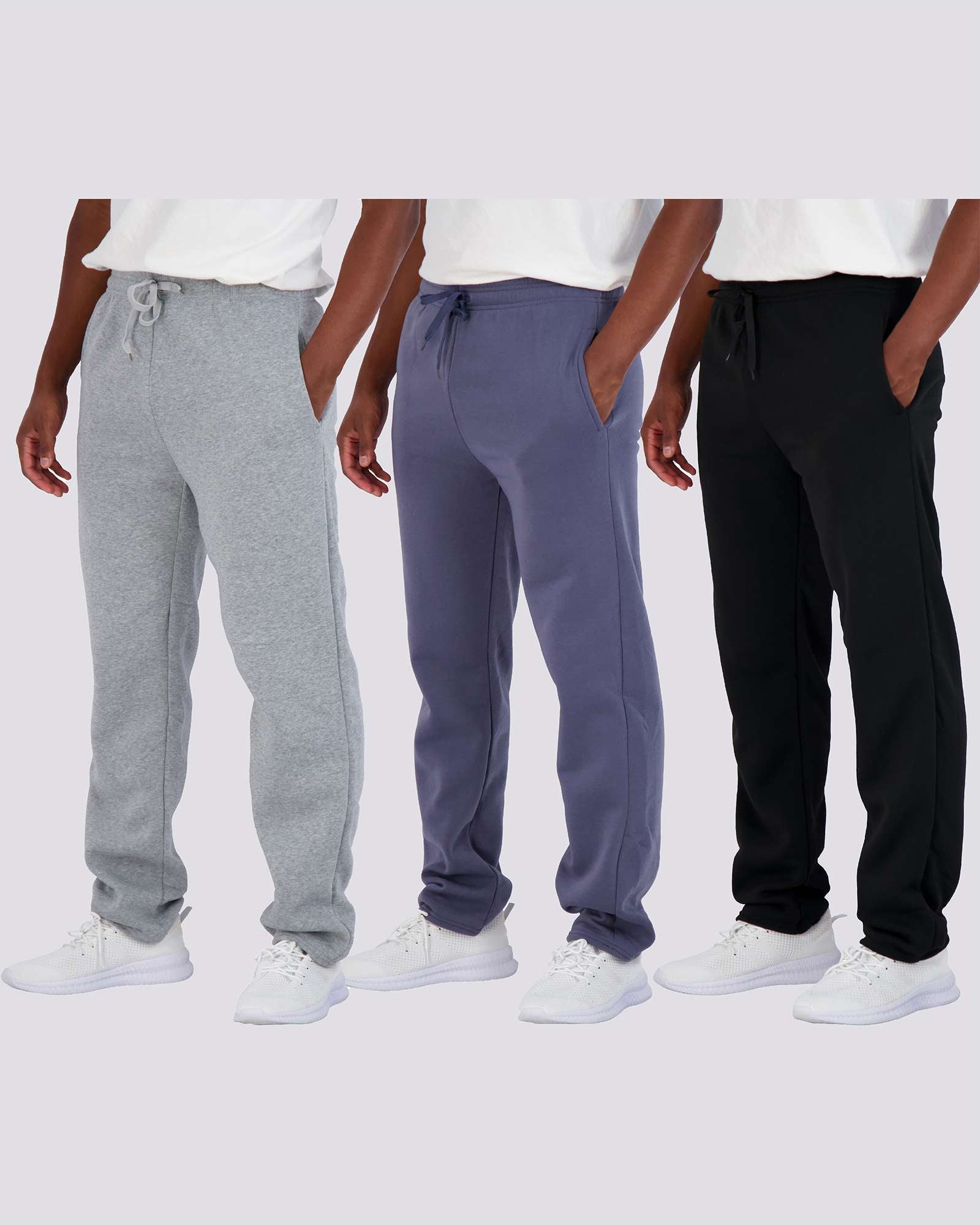 3 Pack: Mens Fleece Open Bottom Sweatpants