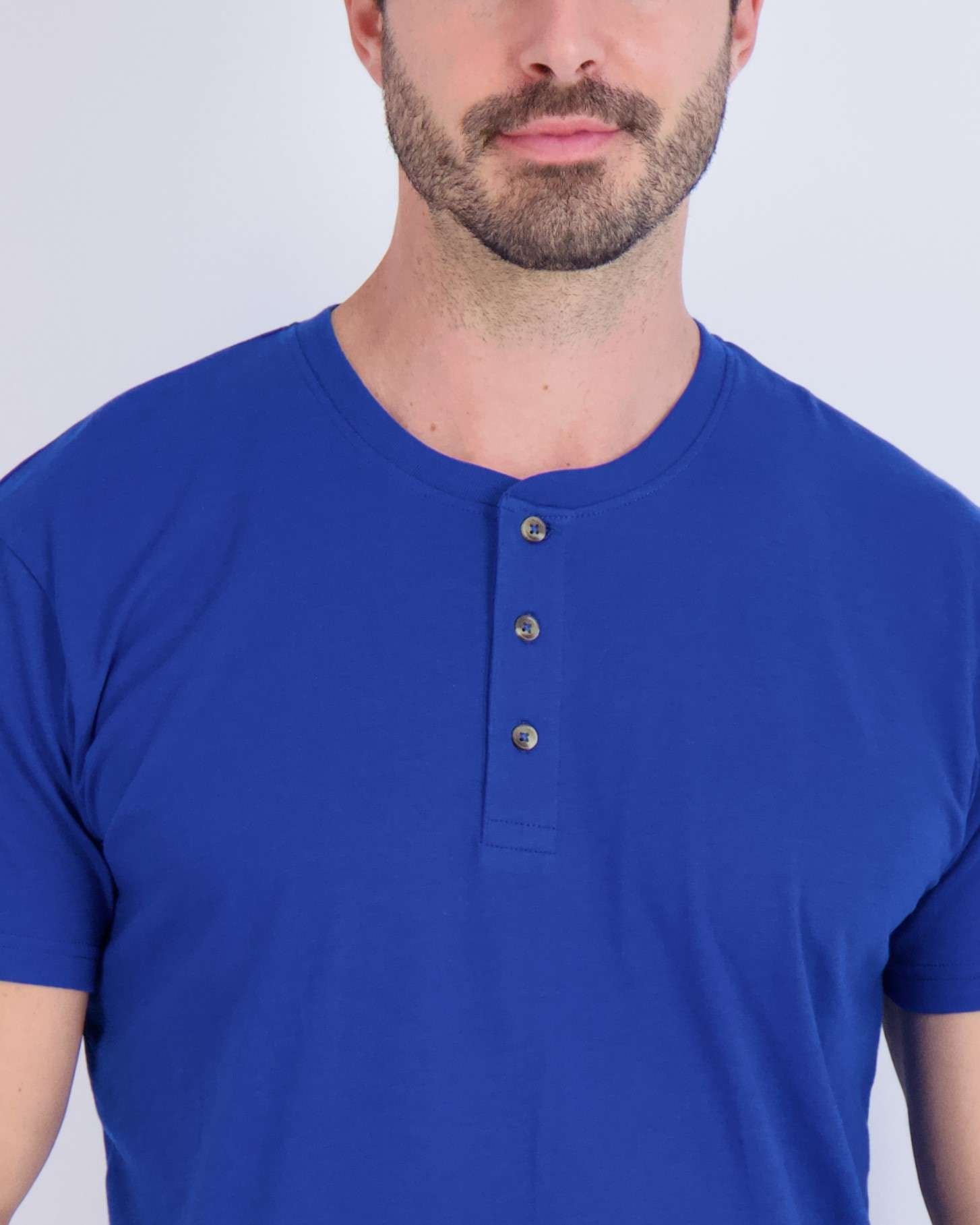 3 Pack: Mens Cotton Short Sleeve Henley T-Shirt