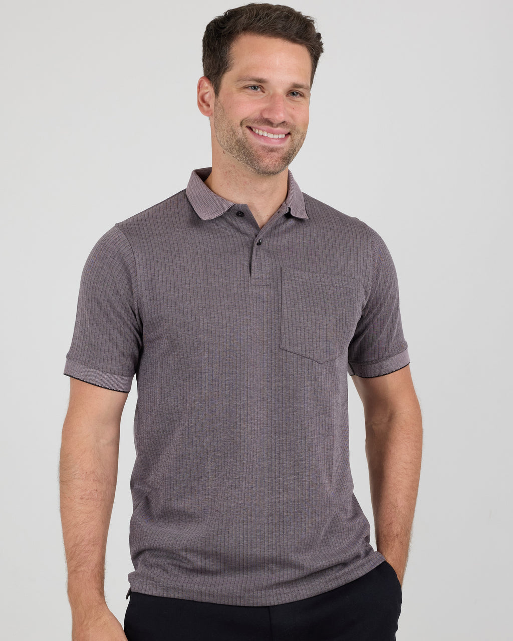 3 Pack: Men's Ribbed CVC SS Polo Shirt With Pocket - Breathable Performance Polo (Available in Big & Tall)
