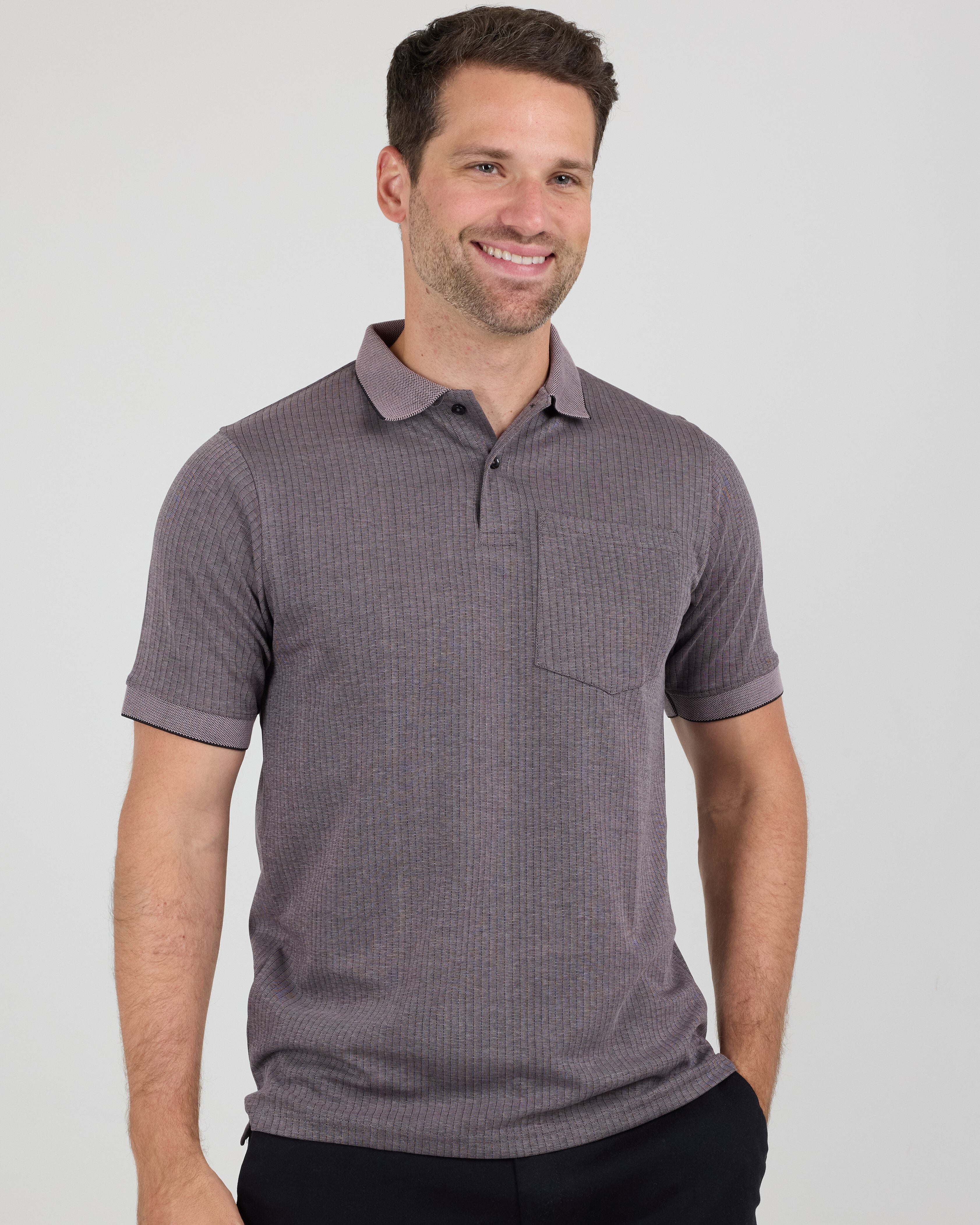 3 Pack: Men's Ribbed CVC SS Polo Shirt With Pocket - Breathable Performance Polo (Available in Big & Tall)
