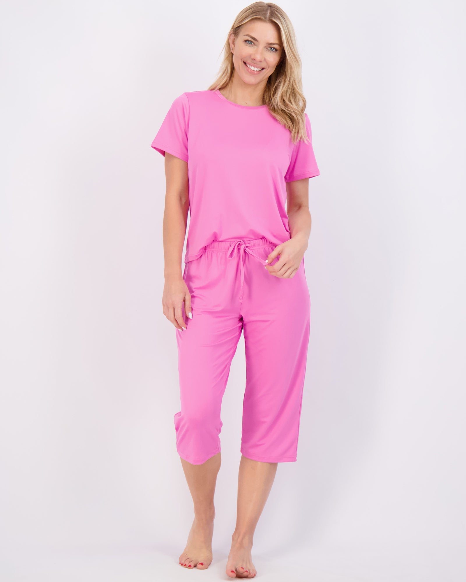 2 Pack: Women's Short-Sleeve PJ Top with Capri Pants