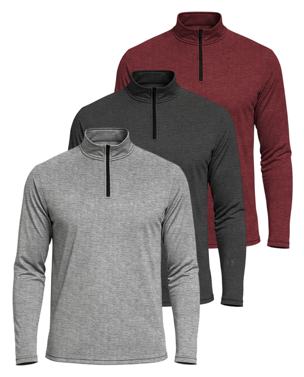 3 Pack: Mens Active Dry-Fit Quarter Zip Pullover (Available in Big & Tall)
