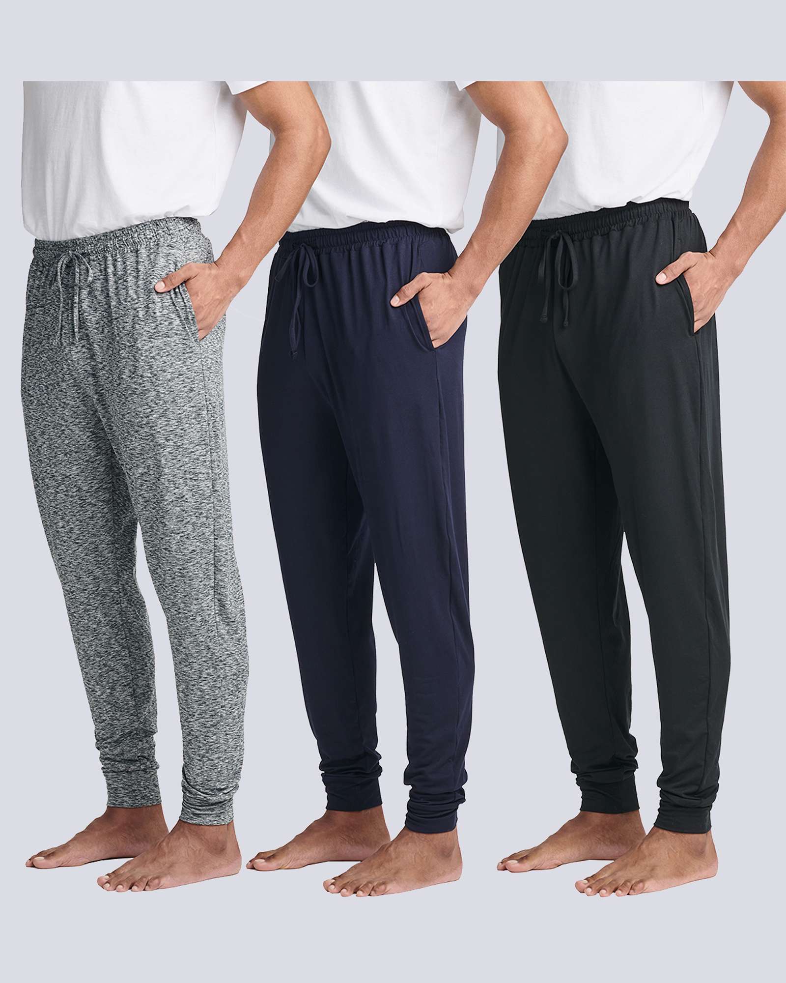 3 Pack: Men's Soft Lounge Sleep Joggers