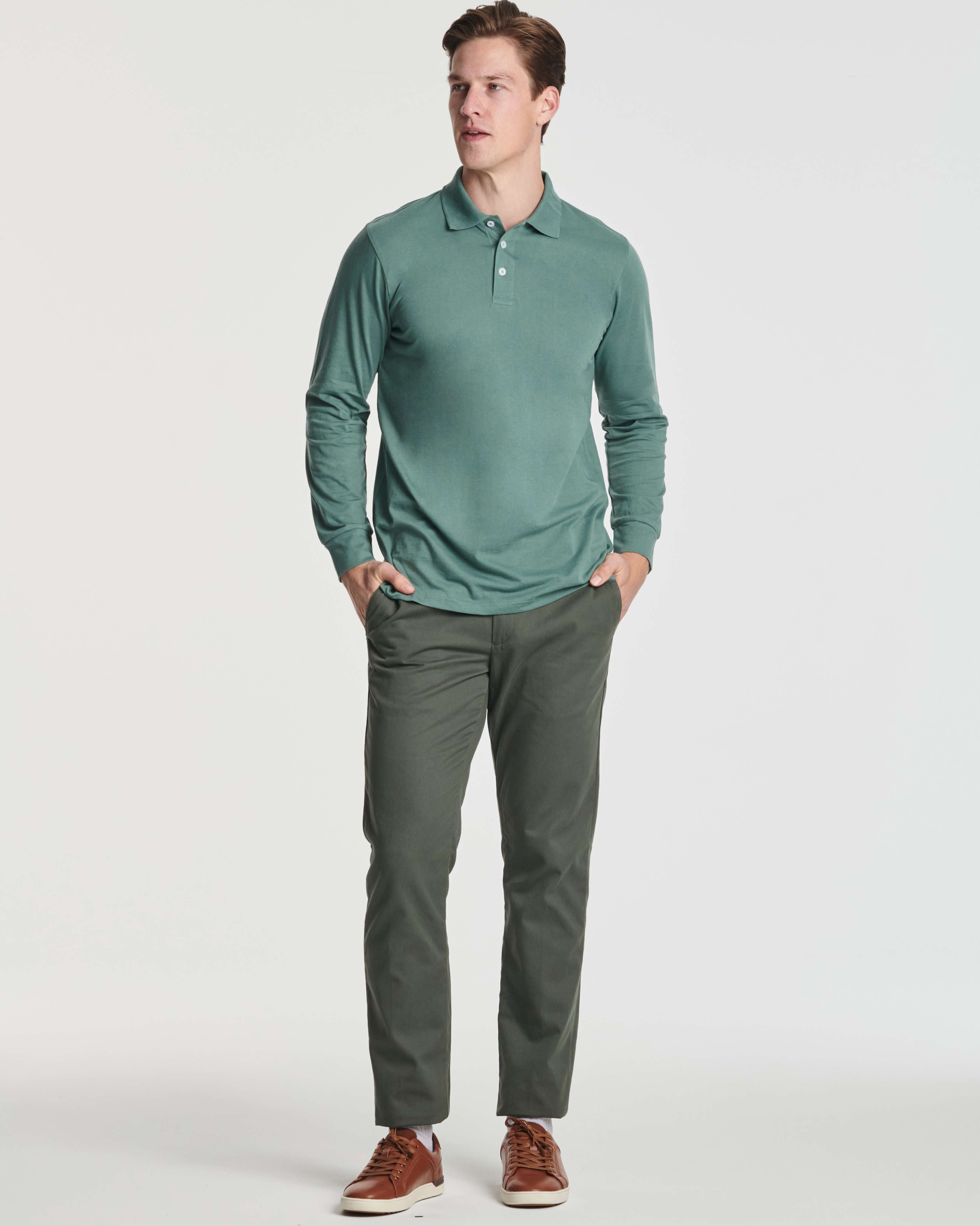 3 Pack: Men's Big & Tall Cotton Jersey Long-Sleeve Polo Shirt