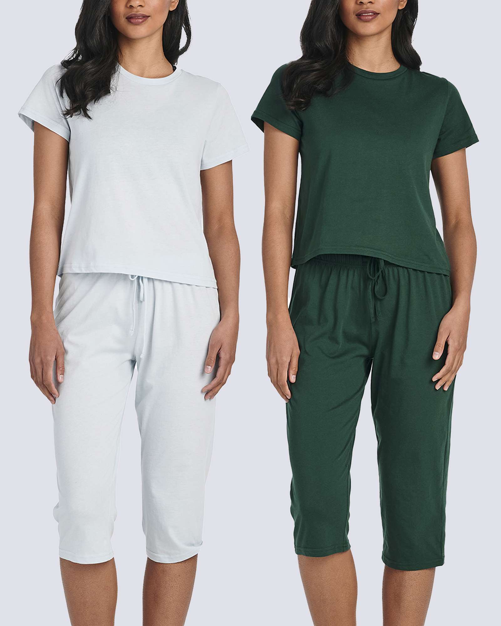 2 Pack: Women's Cotton Pajamas with Capri Pants