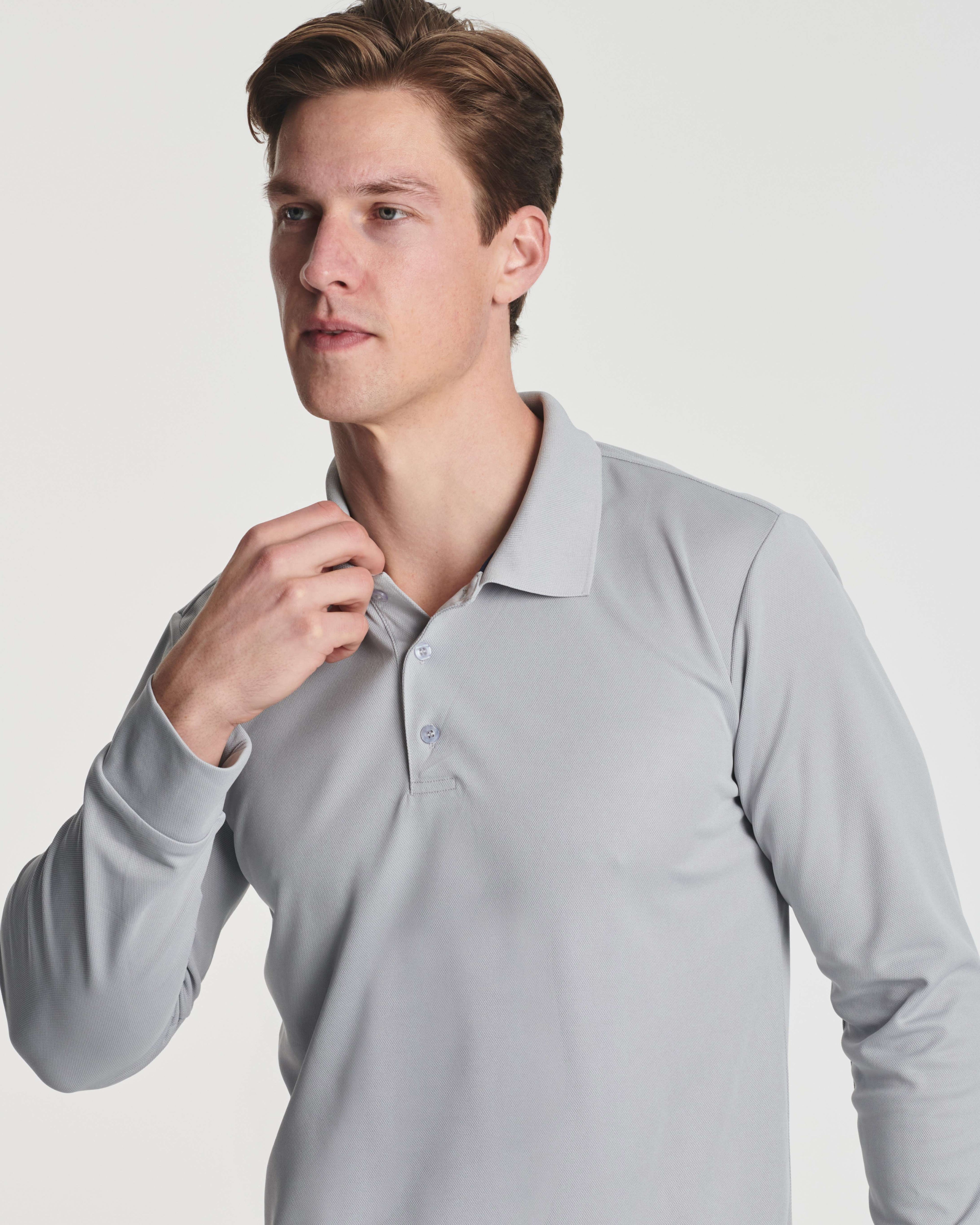 3 Pack: Men's Dry Fit Long-Sleeve Polo Shirt (Available in Big & Tall)