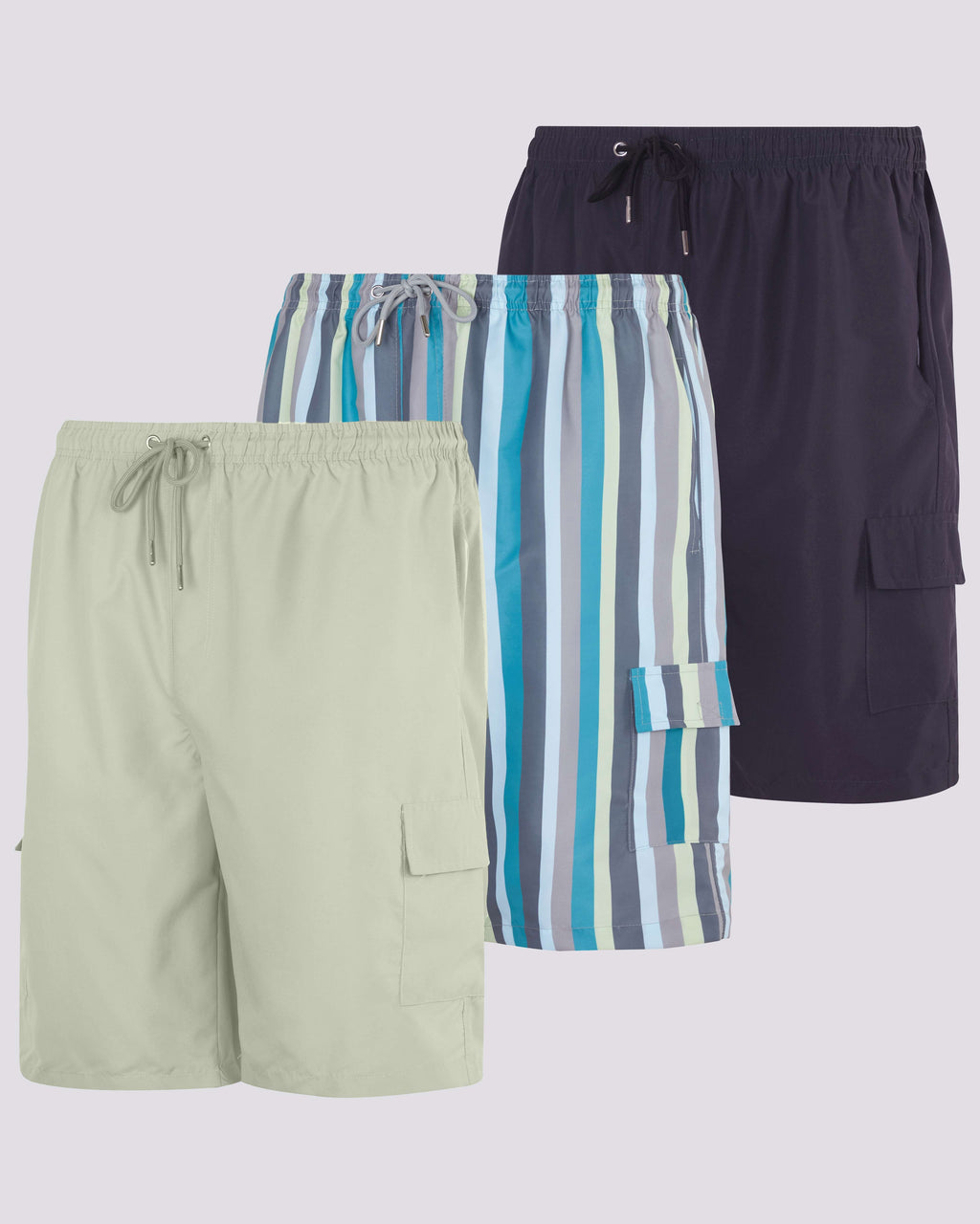 3 Pack: Men's Swim Trunks with Cargo Pockets (Available In Big & Tall)