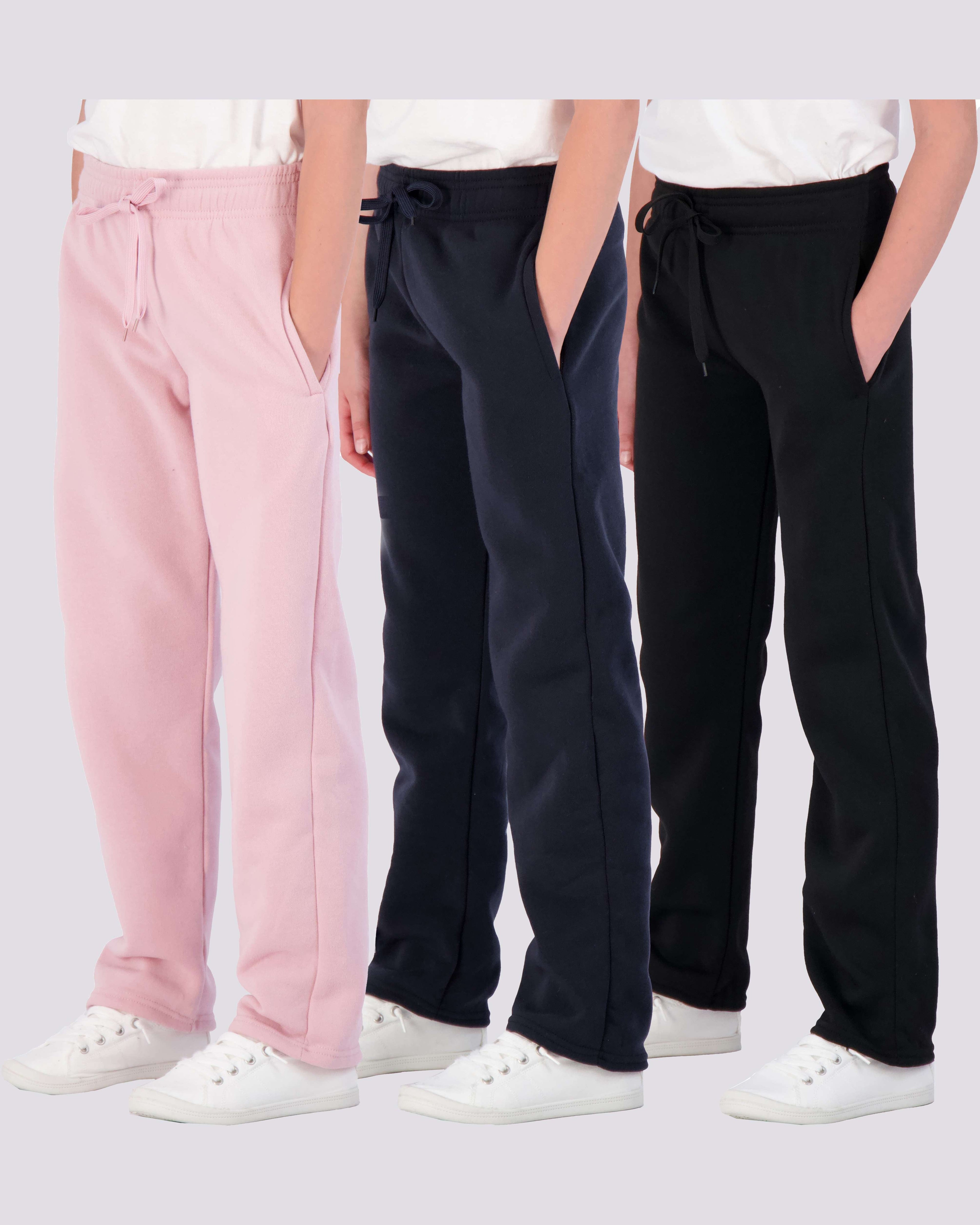 3 Pack: Girls Fleece Open Bottom Sweatpants