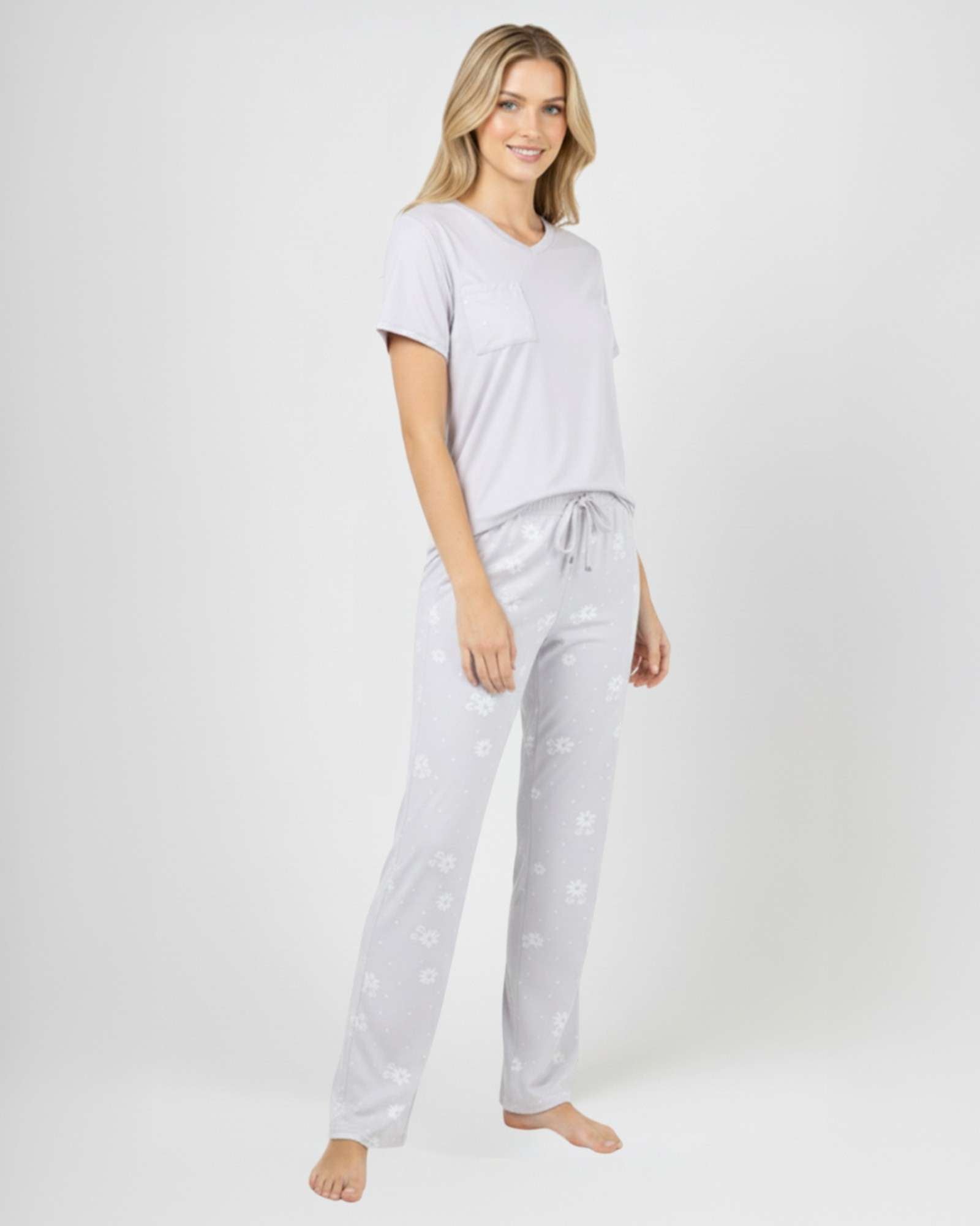 2 Pack: Womens Pajama Set Super-Soft Short Sleeve V-Neck Top with Pants (Available in Plus Size)