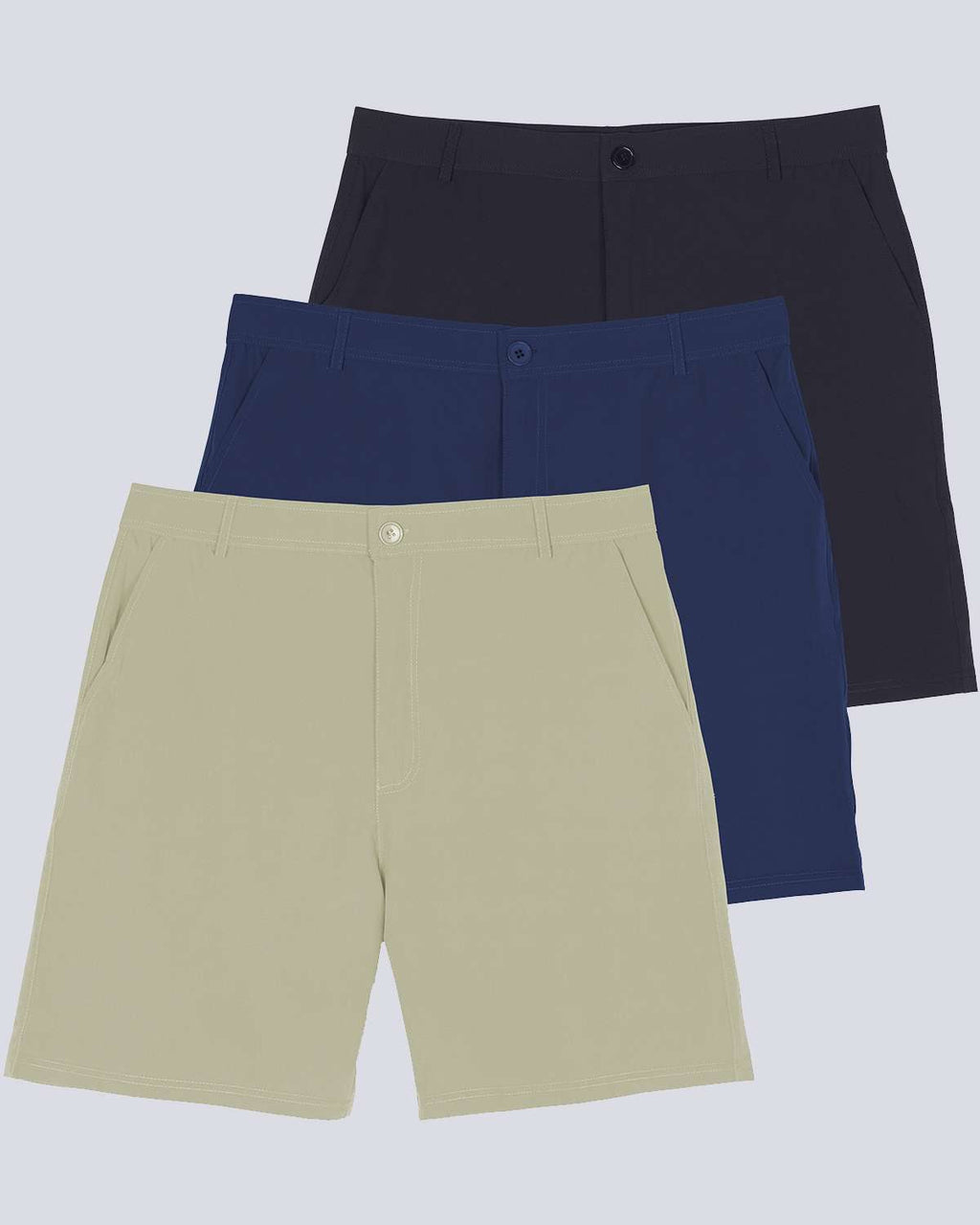 3 Pack: Men's 7" Golf Shorts