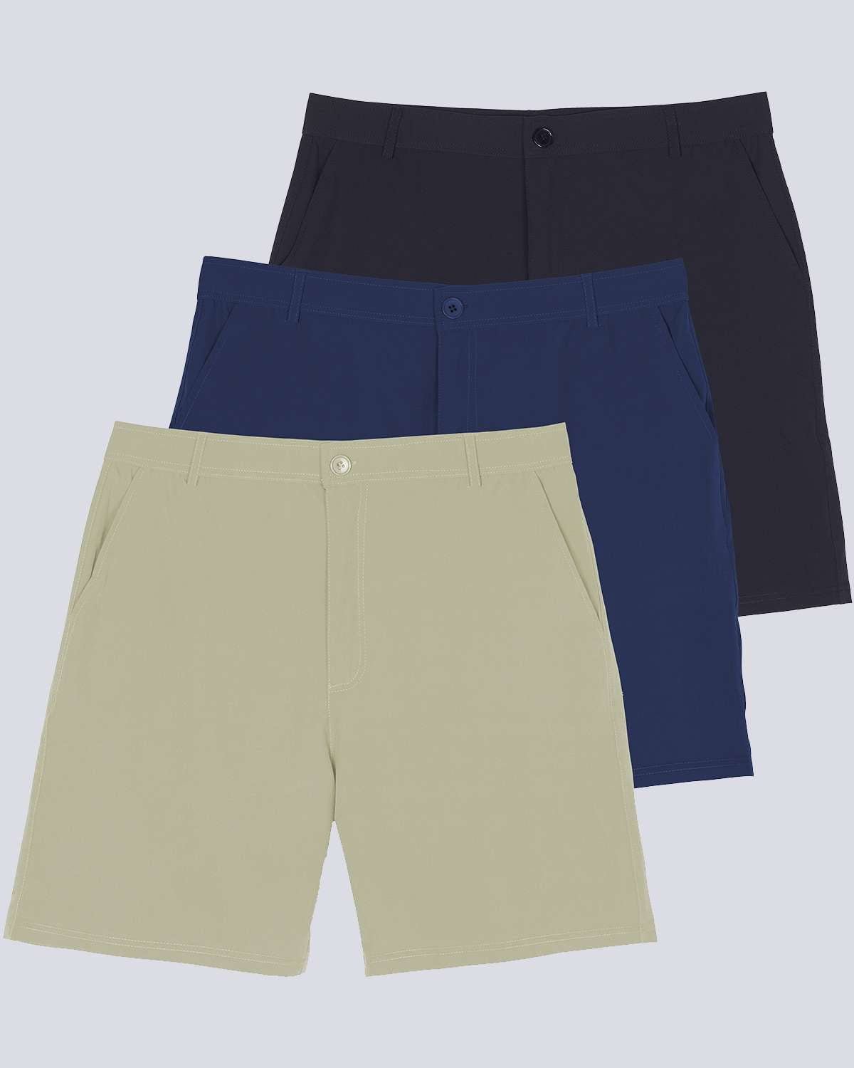 3 Pack: Men's 7" Golf Shorts