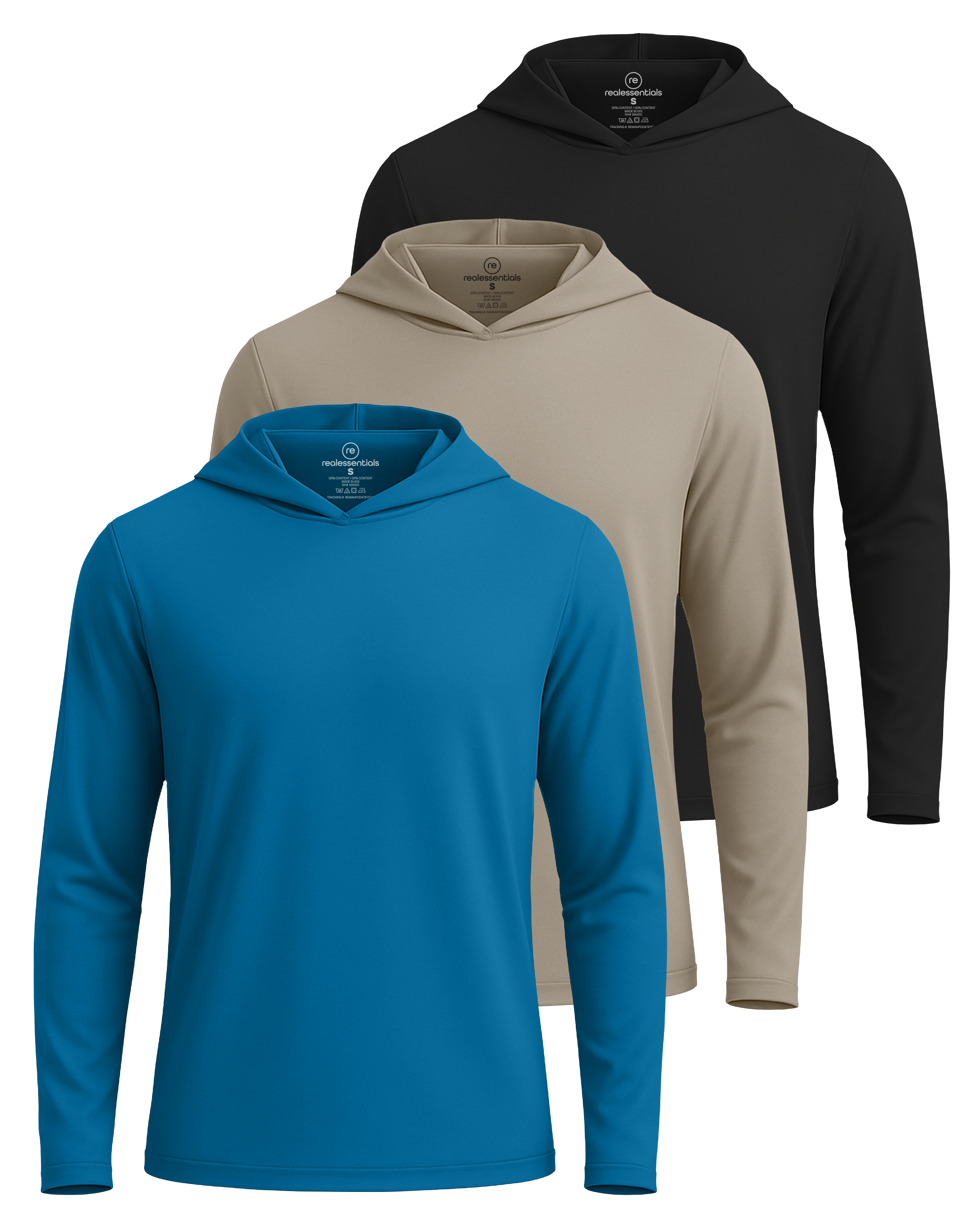 3 Pack: Mens Dry Fit Active Hoodie Pullover Sweatshirt