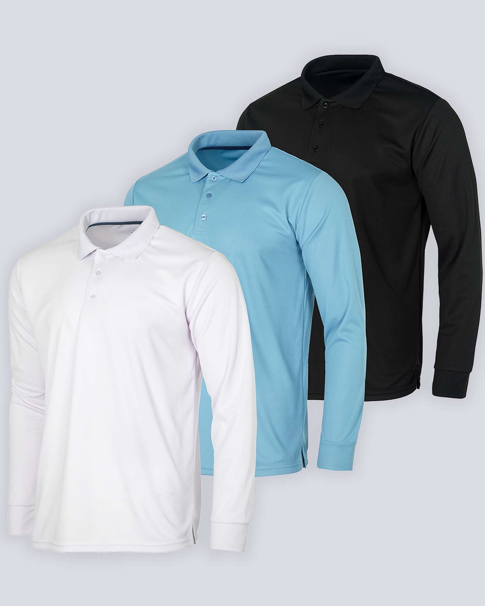 3 Pack: Mens Active Performance Polo Shirt