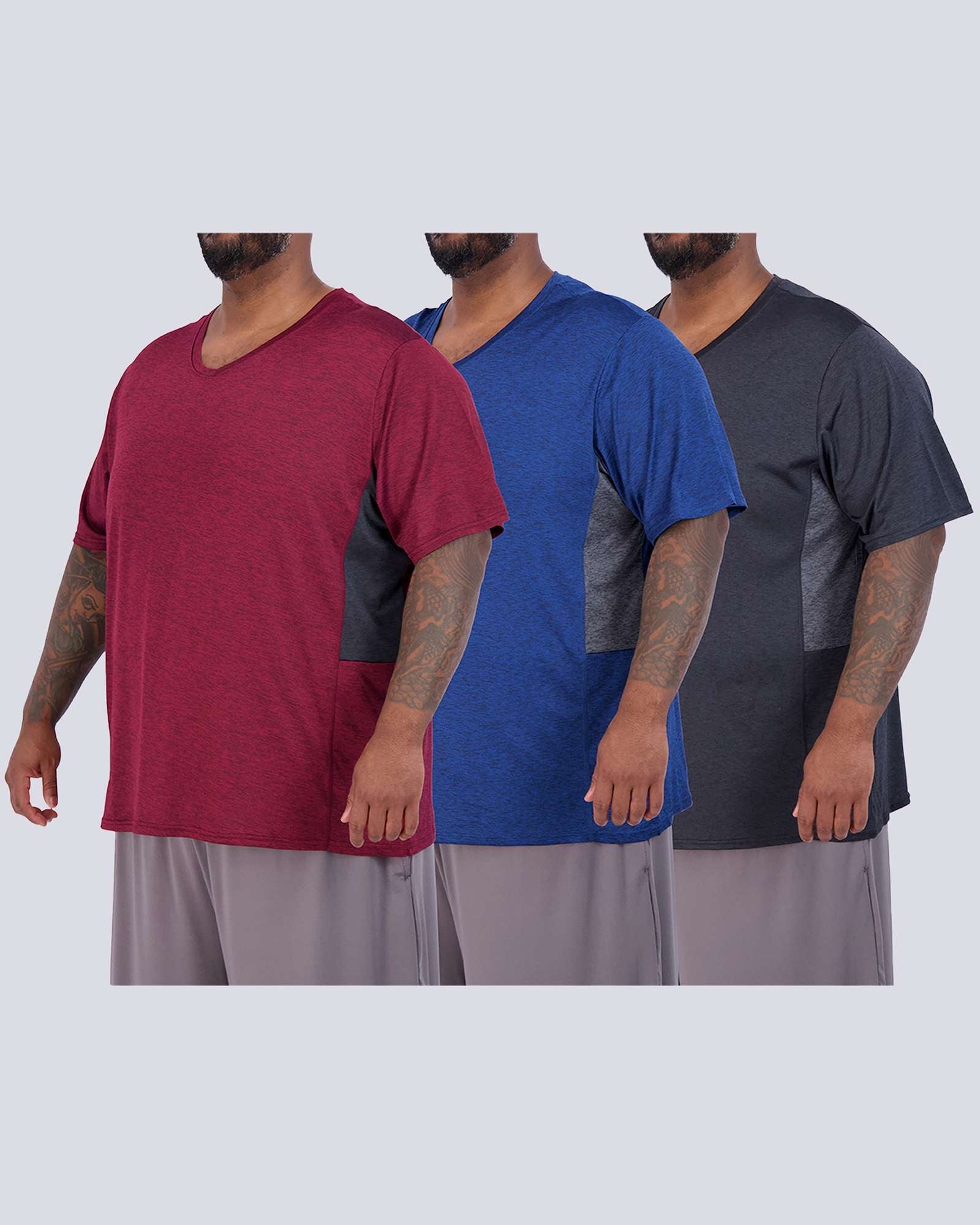 3 Pack: Men's Big & Tall V-Neck Short-Sleeve Dry-Fit T-Shirt