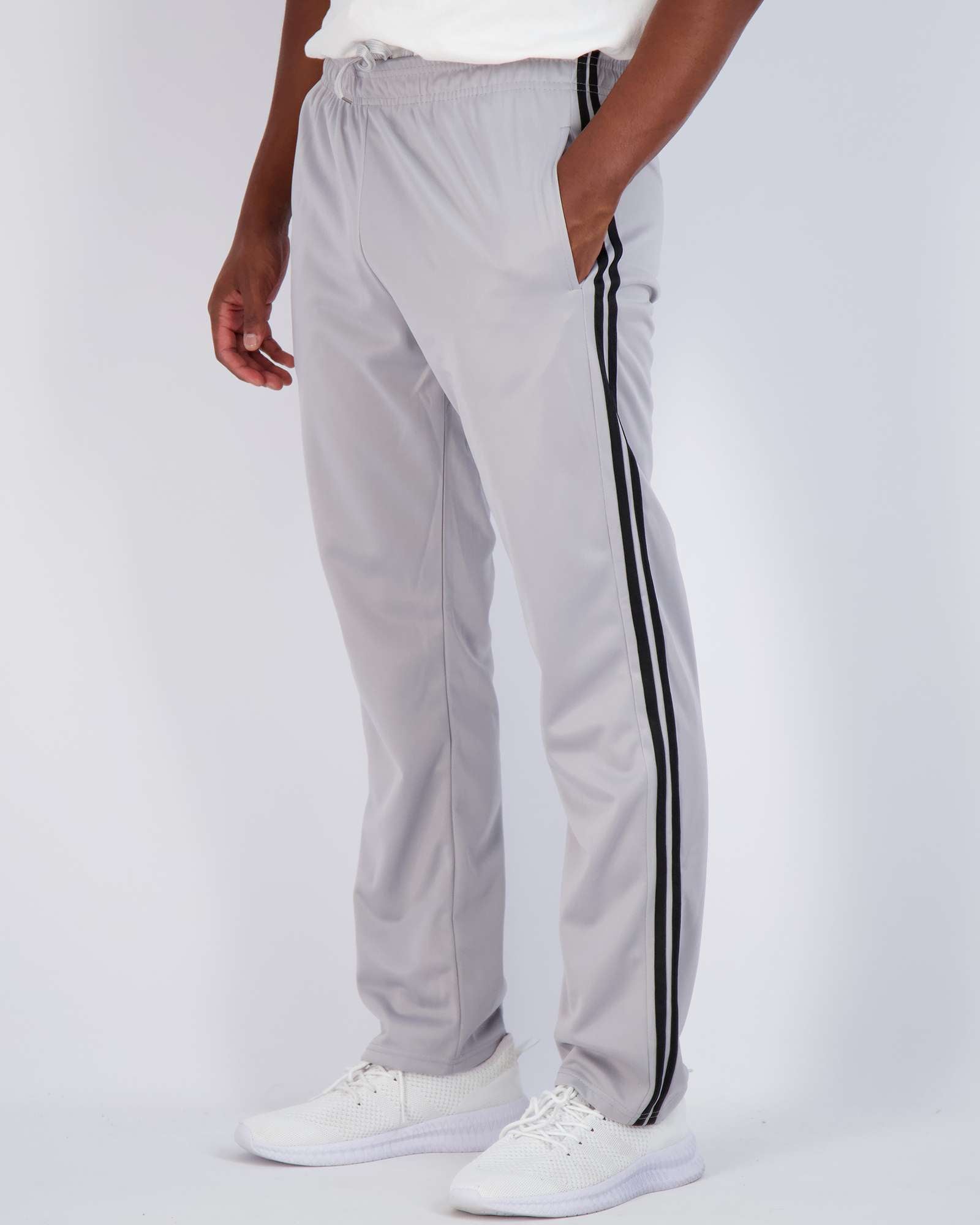 3 Pack: Mens Active Athletic Casual Tricot Open Bottom Sweatpants with Pockets (Available in Big & Tall)