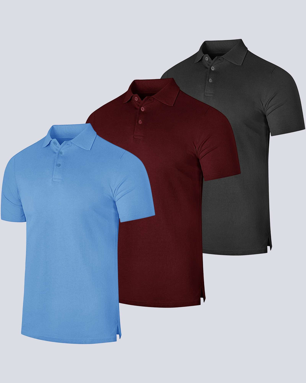 3 Pack: Mens Cotton Pique Short Sleeve Polo Shirt