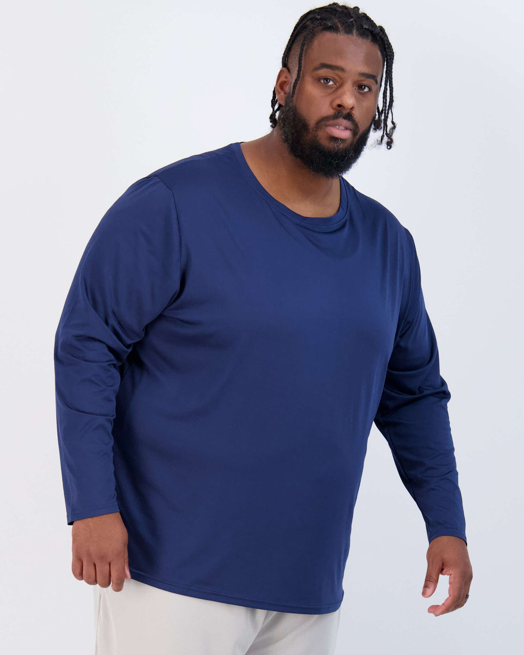 3 Pack: Mens Big & Tall Dry Fit Long-Sleeve Crew Neck T-Shirt