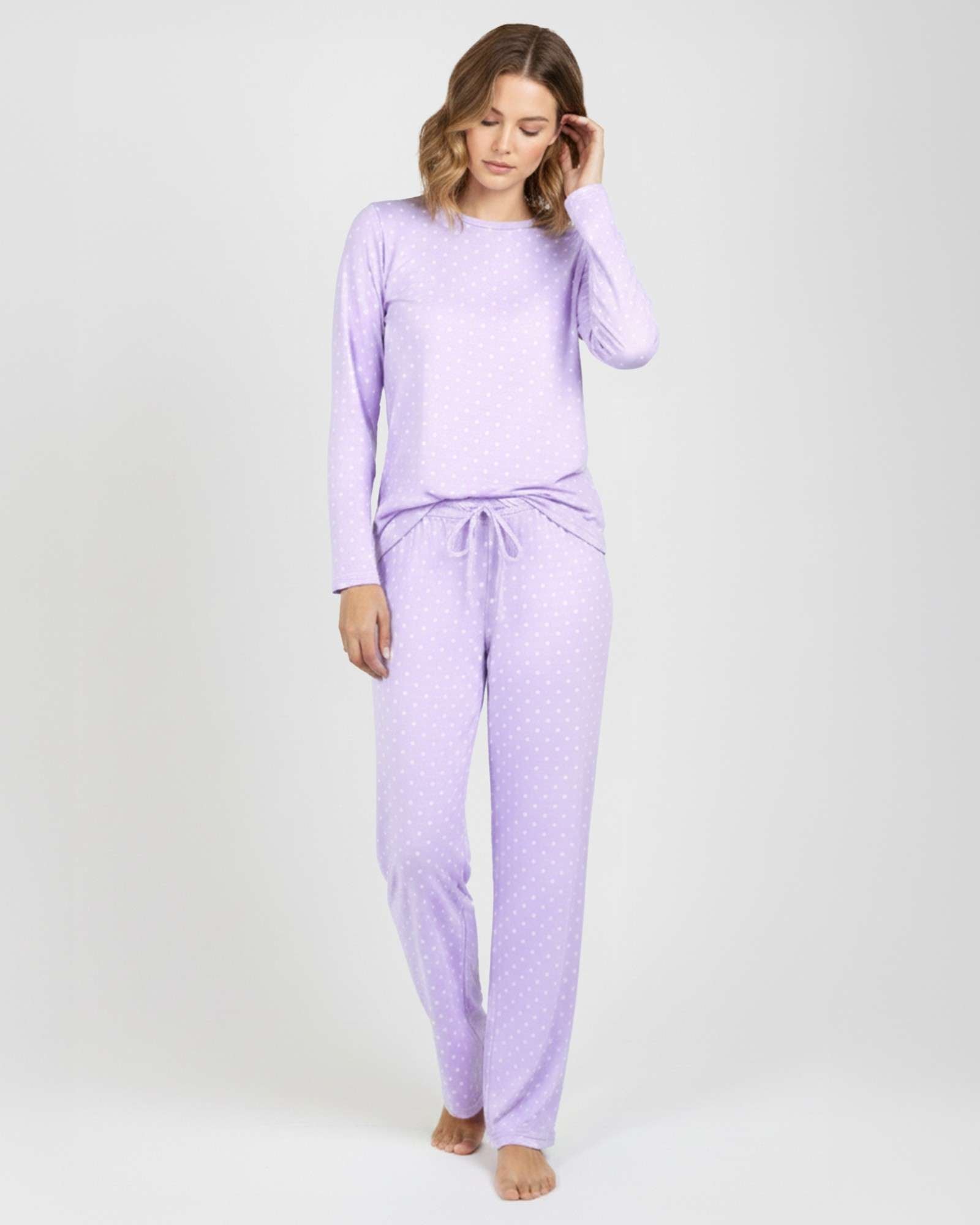 2 Pack: Women’s Pajama Set Super-Soft Long Sleeve Top With Pants