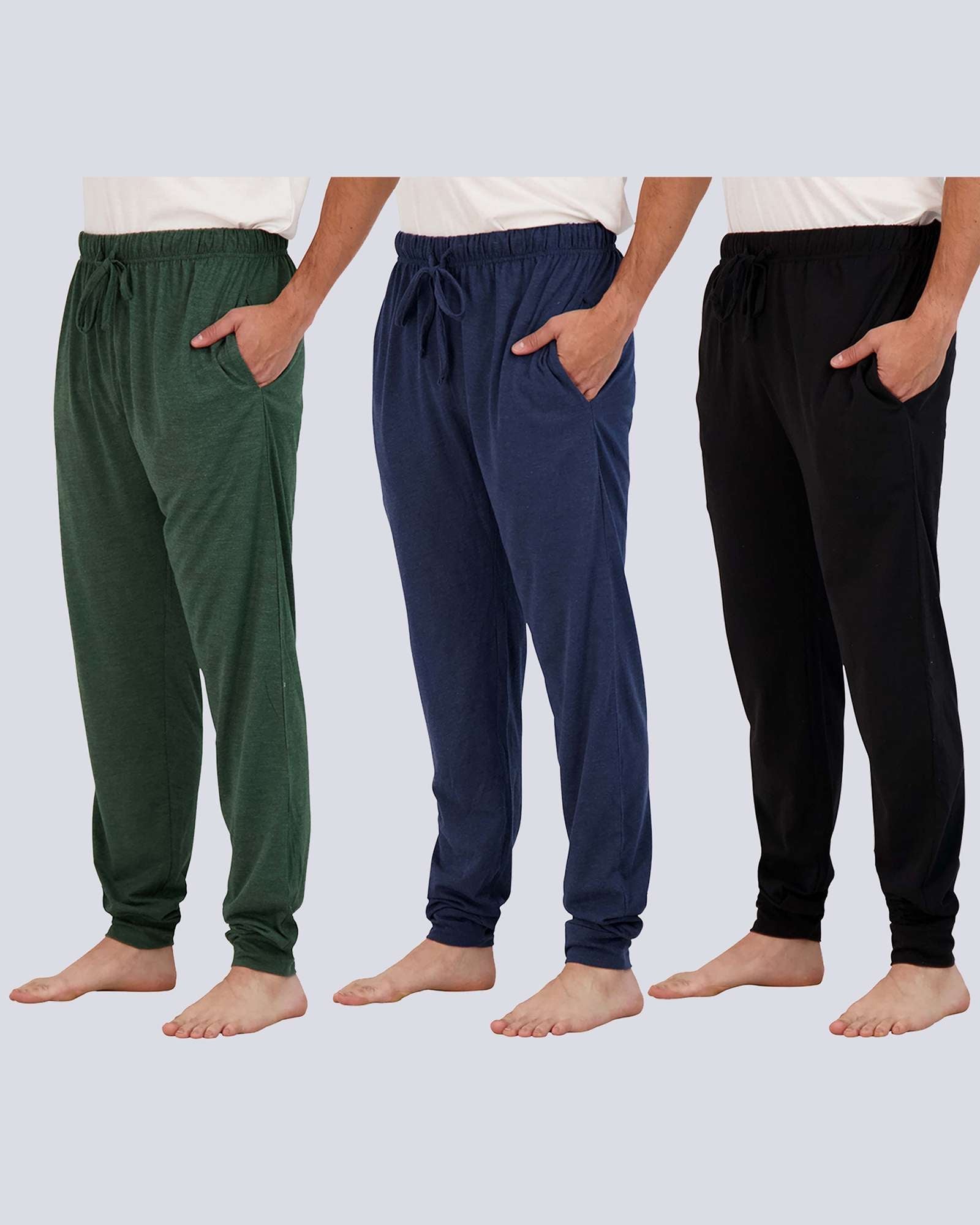 3 Pack: Mens Cotton Sleep Lounge Joggers