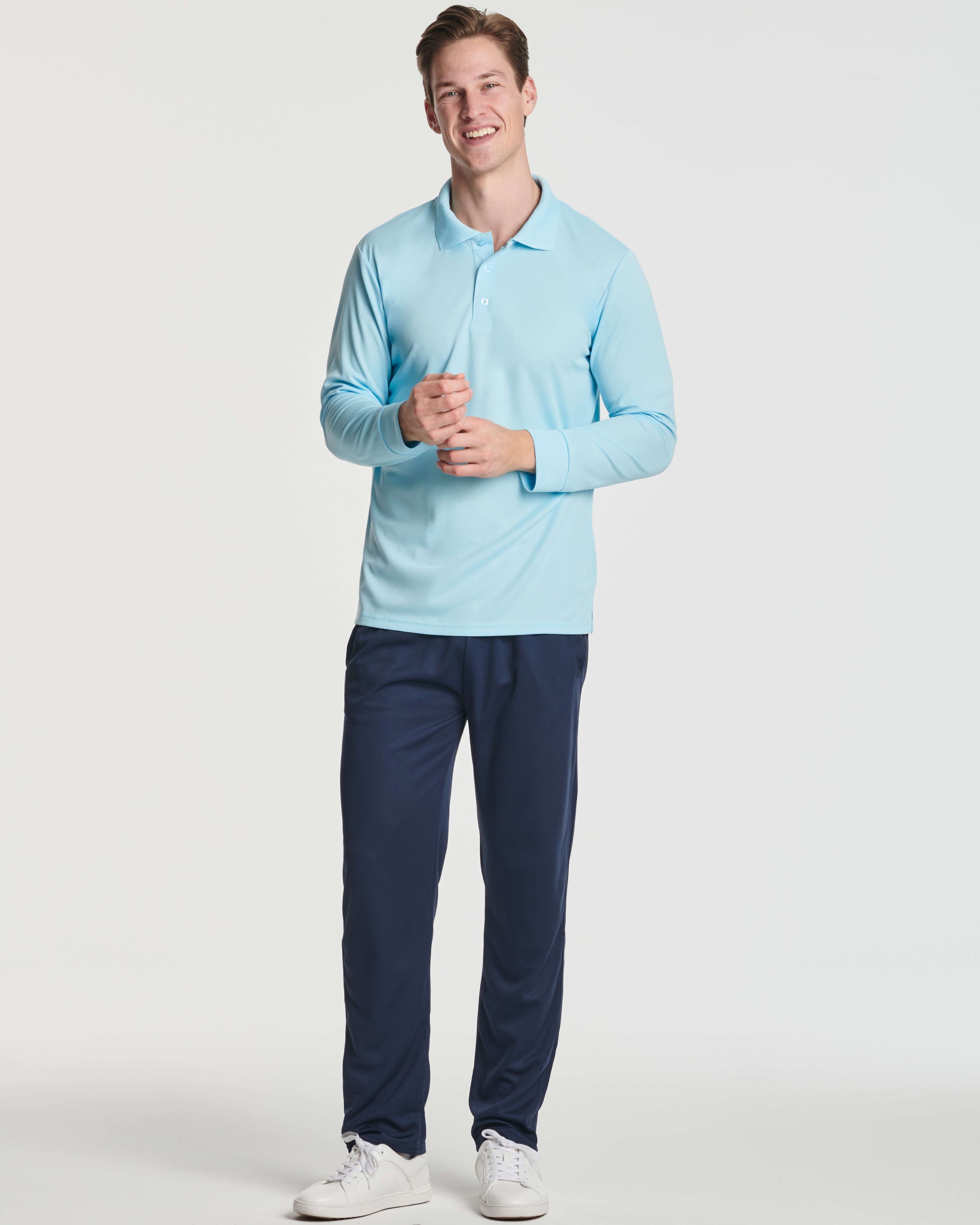 3 Pack: Men's Dry Fit Long-Sleeve Polo Shirt (Available in Big & Tall)