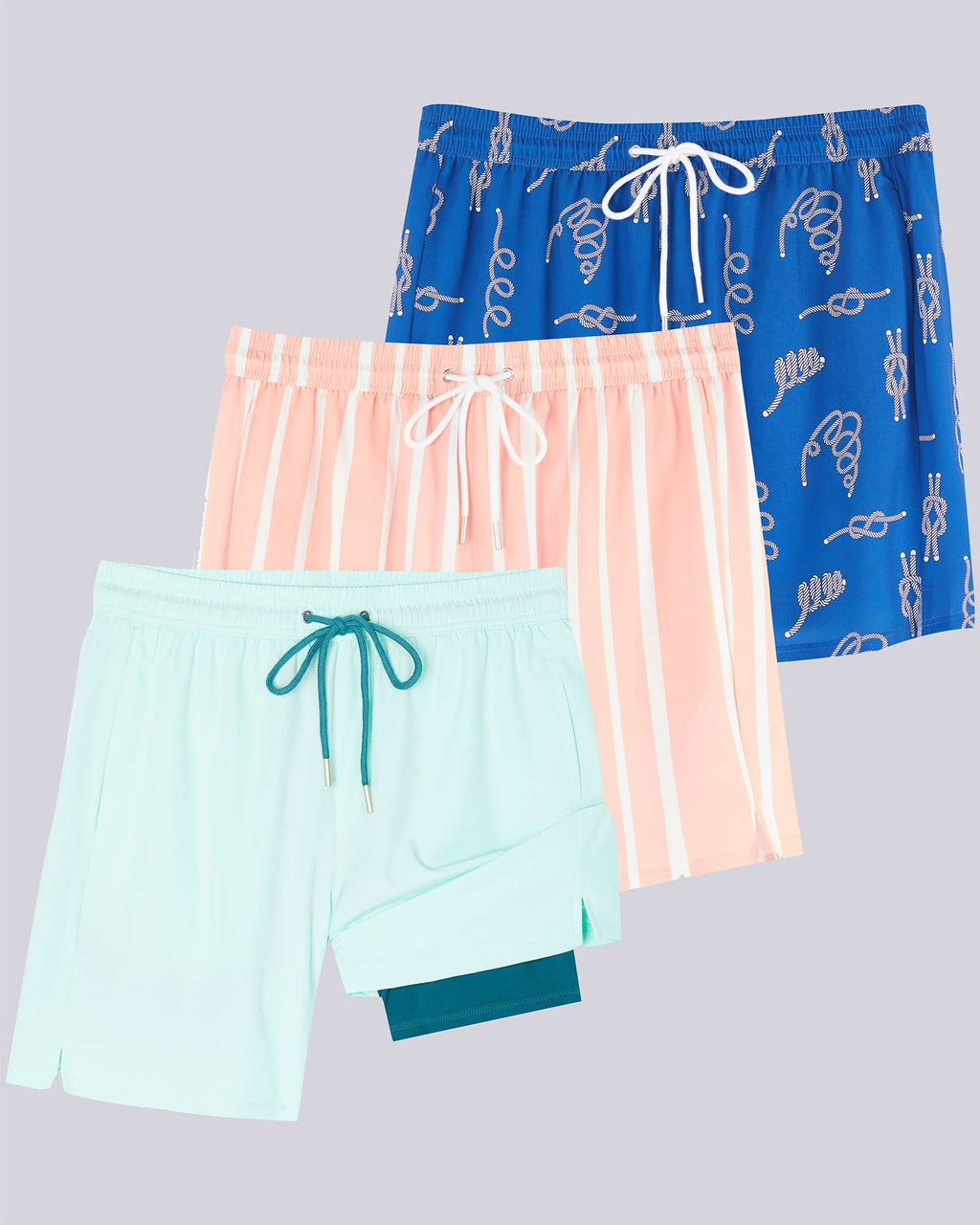 3 Pack: Men's 7" 2-in-1 Swim Trunks with Compression Liner