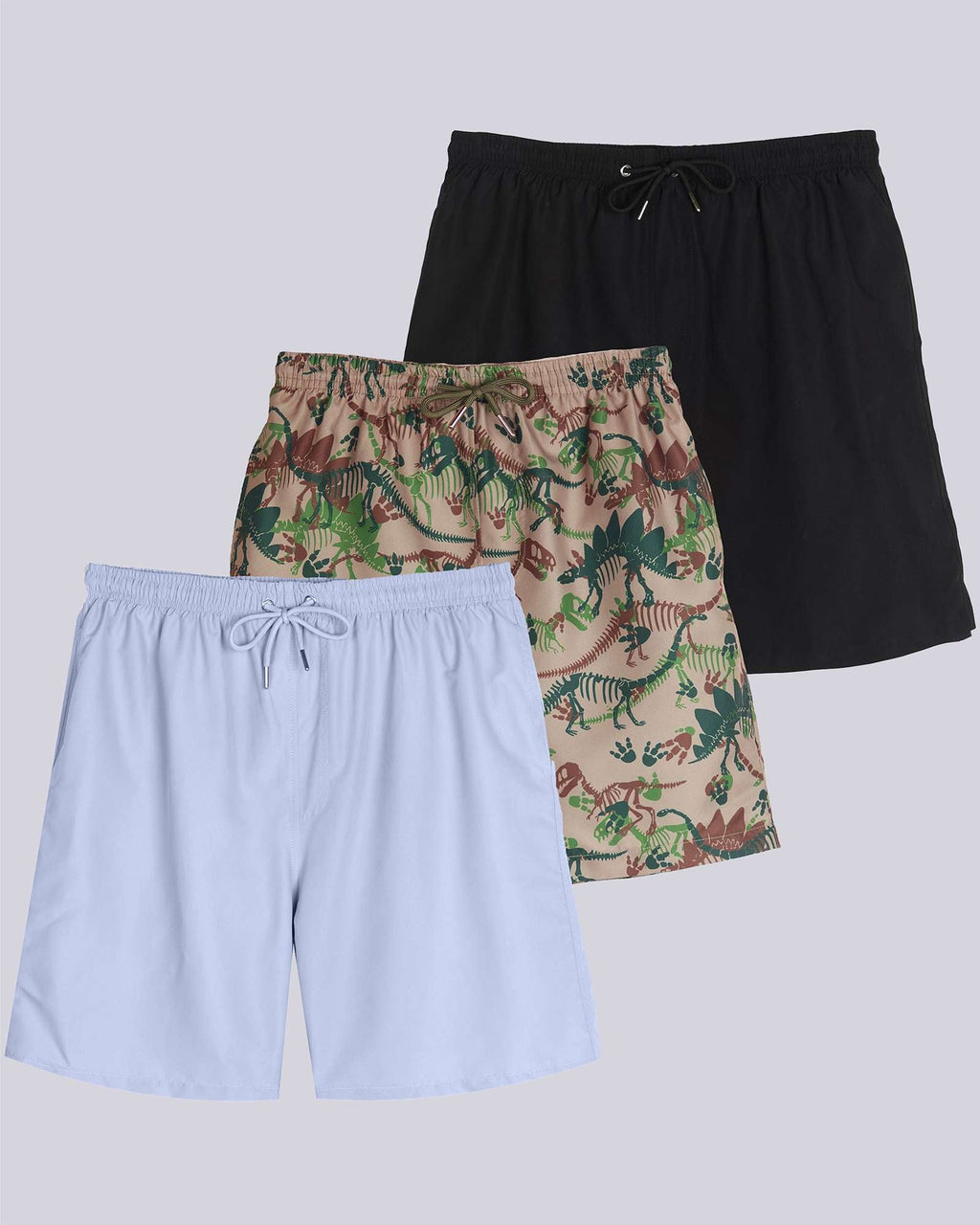 3 Pack: Boys' Swim Board Shorts with Drawstring