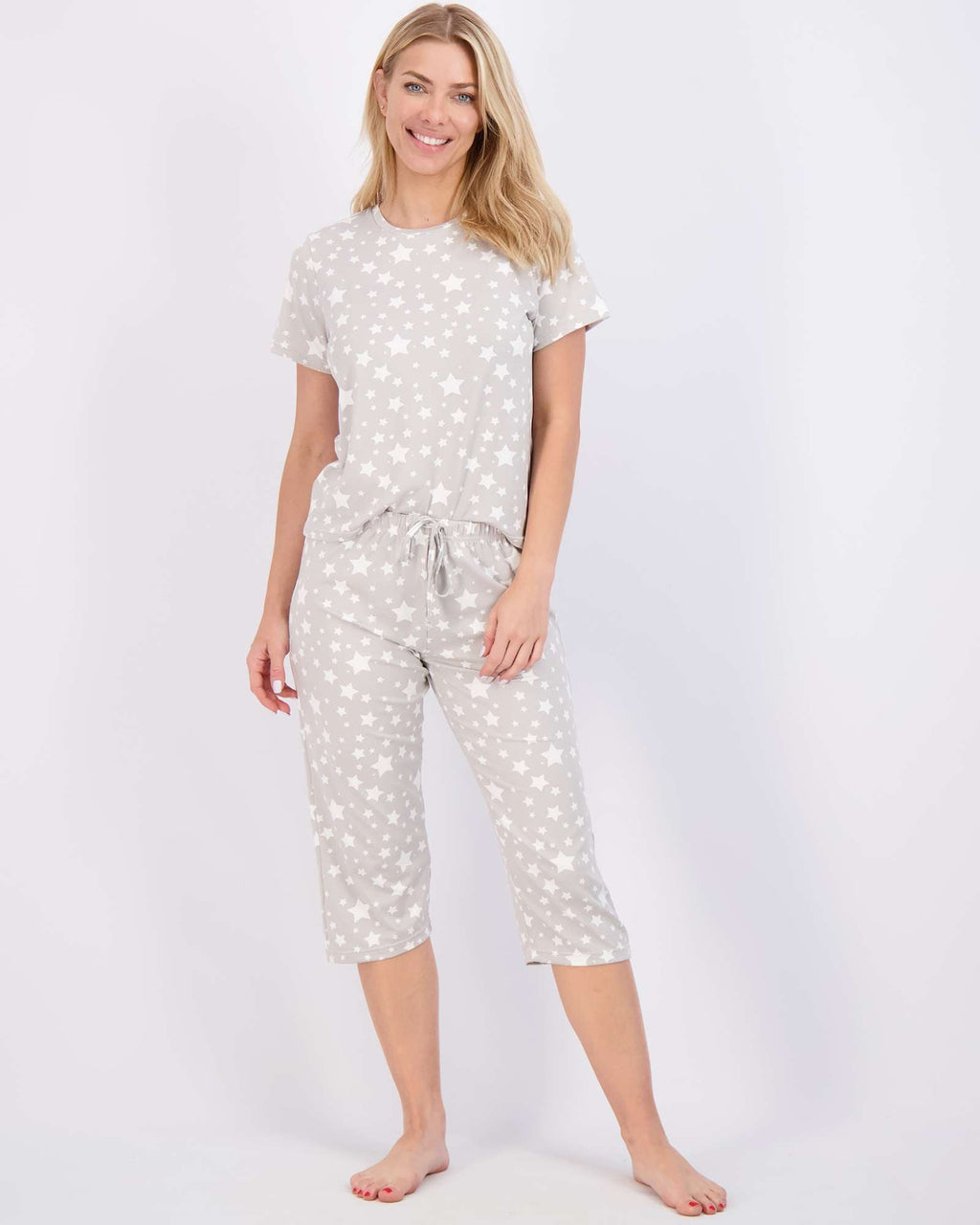 2 Pack: Women's Short-Sleeve PJ Top with Capri Pants