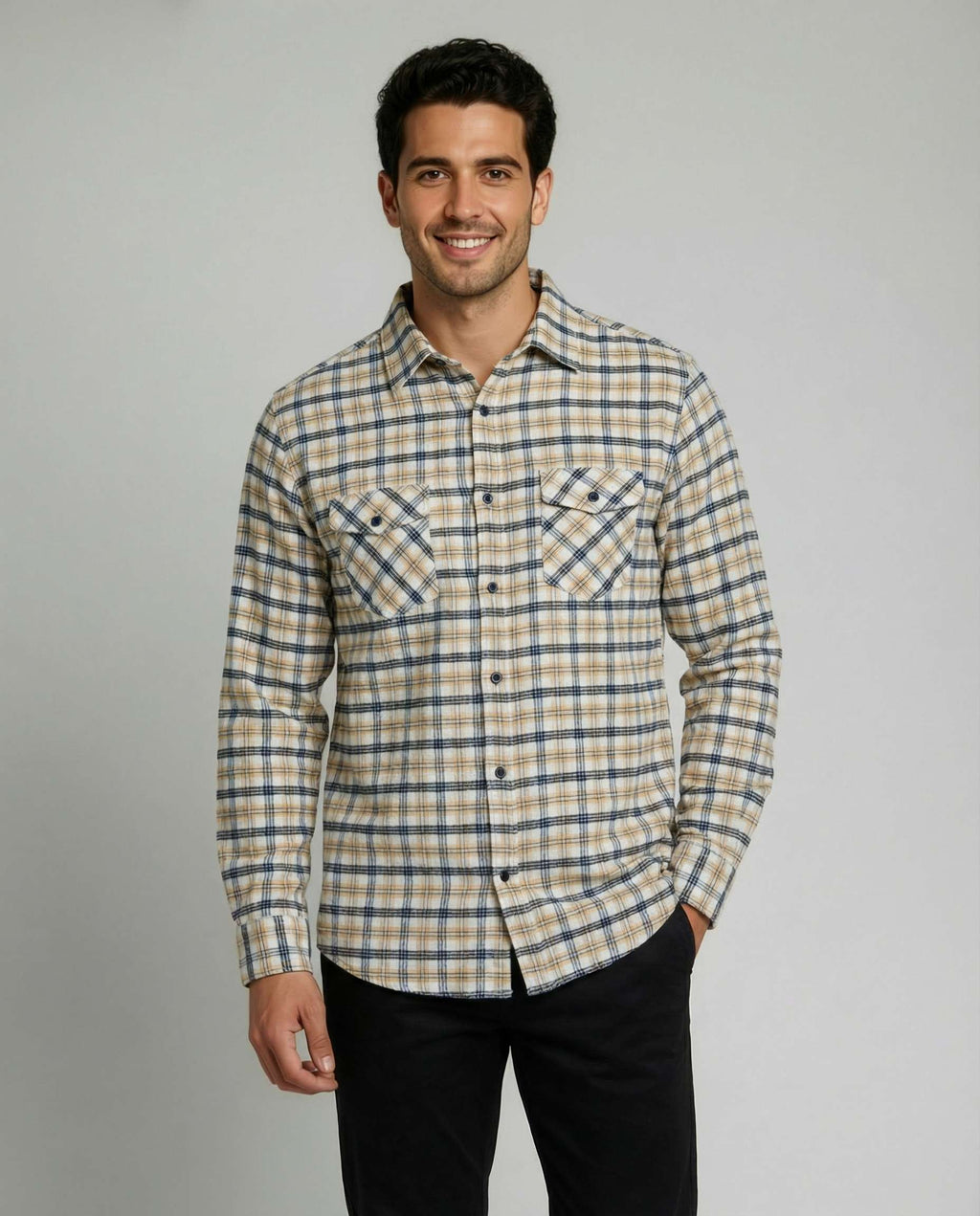 3 Pack: Men's Long-Sleeve Flannel Shirt
