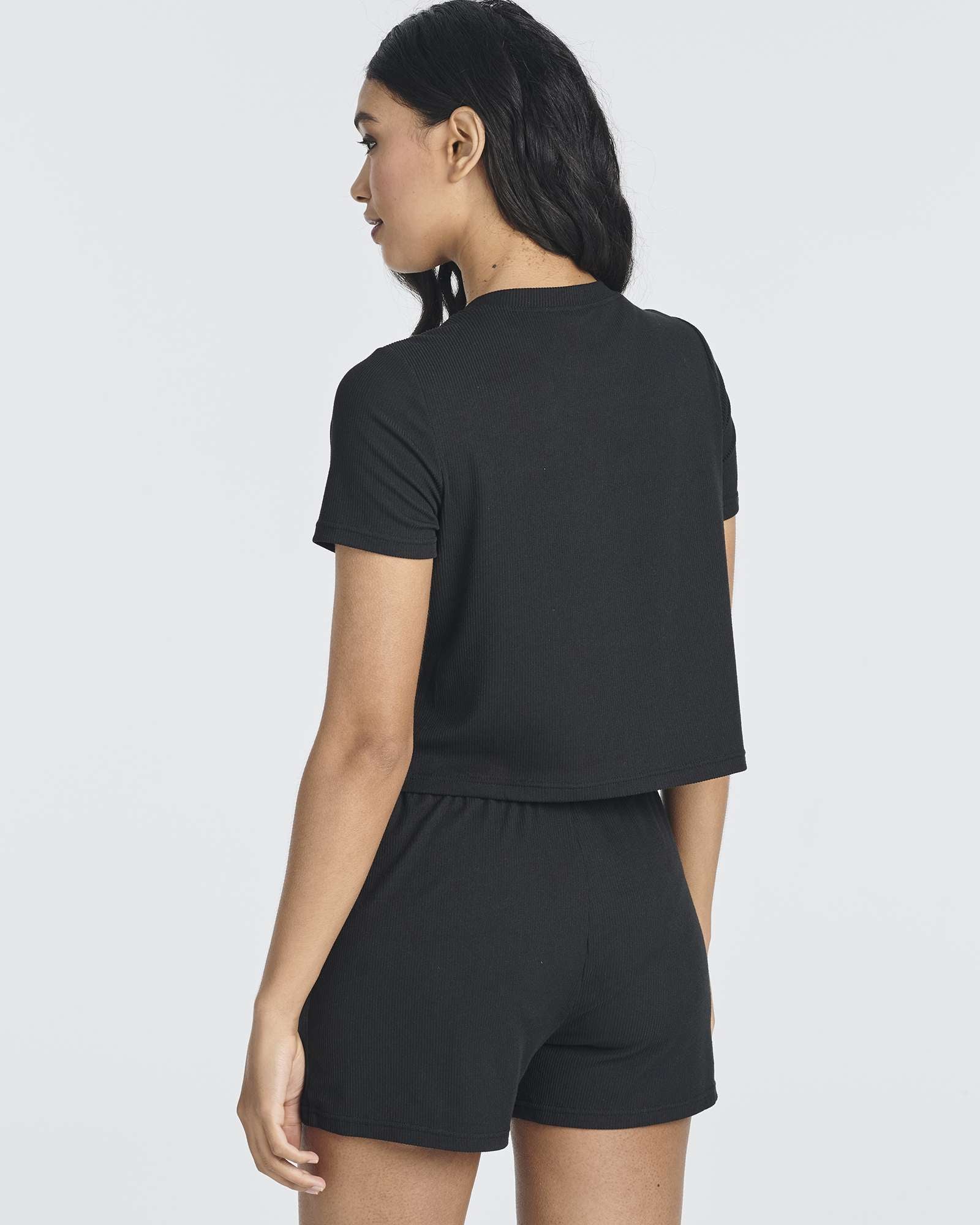 2 Pack: Women's Soft Ribbed Knit Crop Top & Short Set