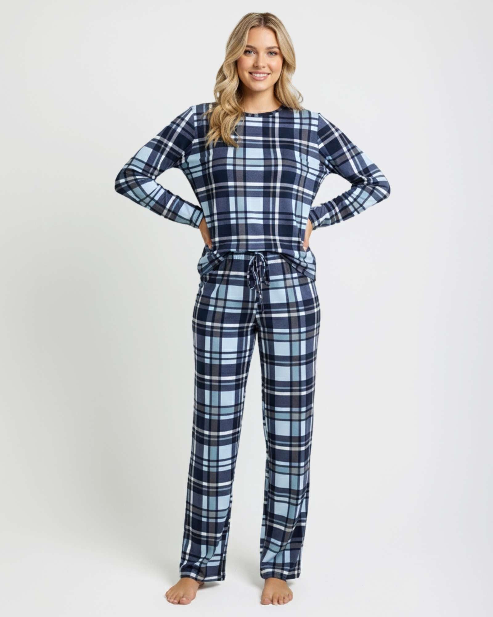 2 Pack: Women’s Pajama Set Super-Soft Long Sleeve Top With Pants
