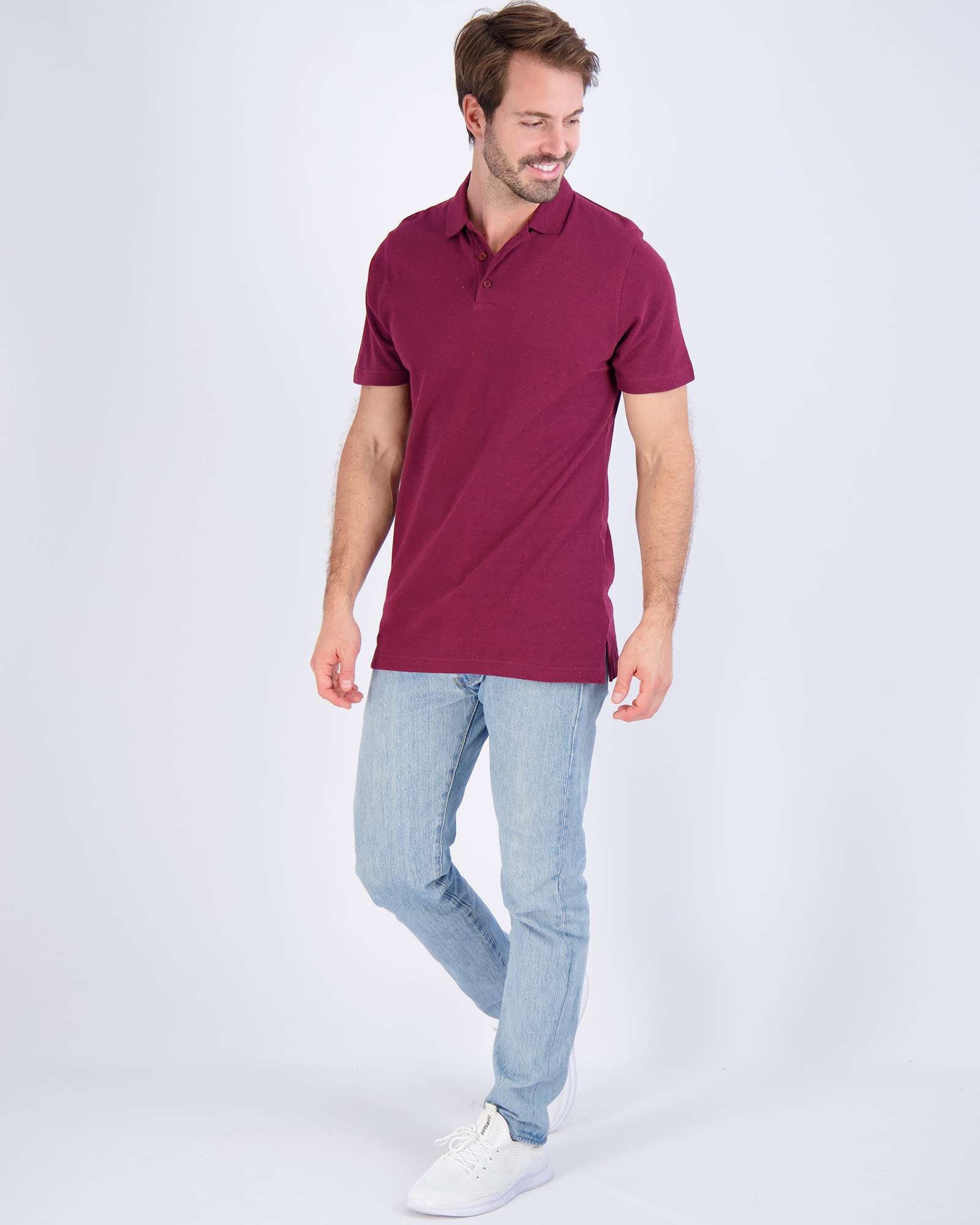 3 Pack: Mens Cotton Pique Short Sleeve Polo Shirt