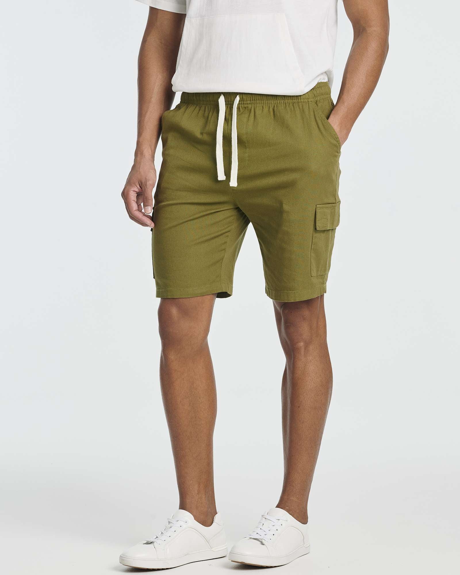 3 Pack: Men's 9" Elastic Waistband Cargo Shorts