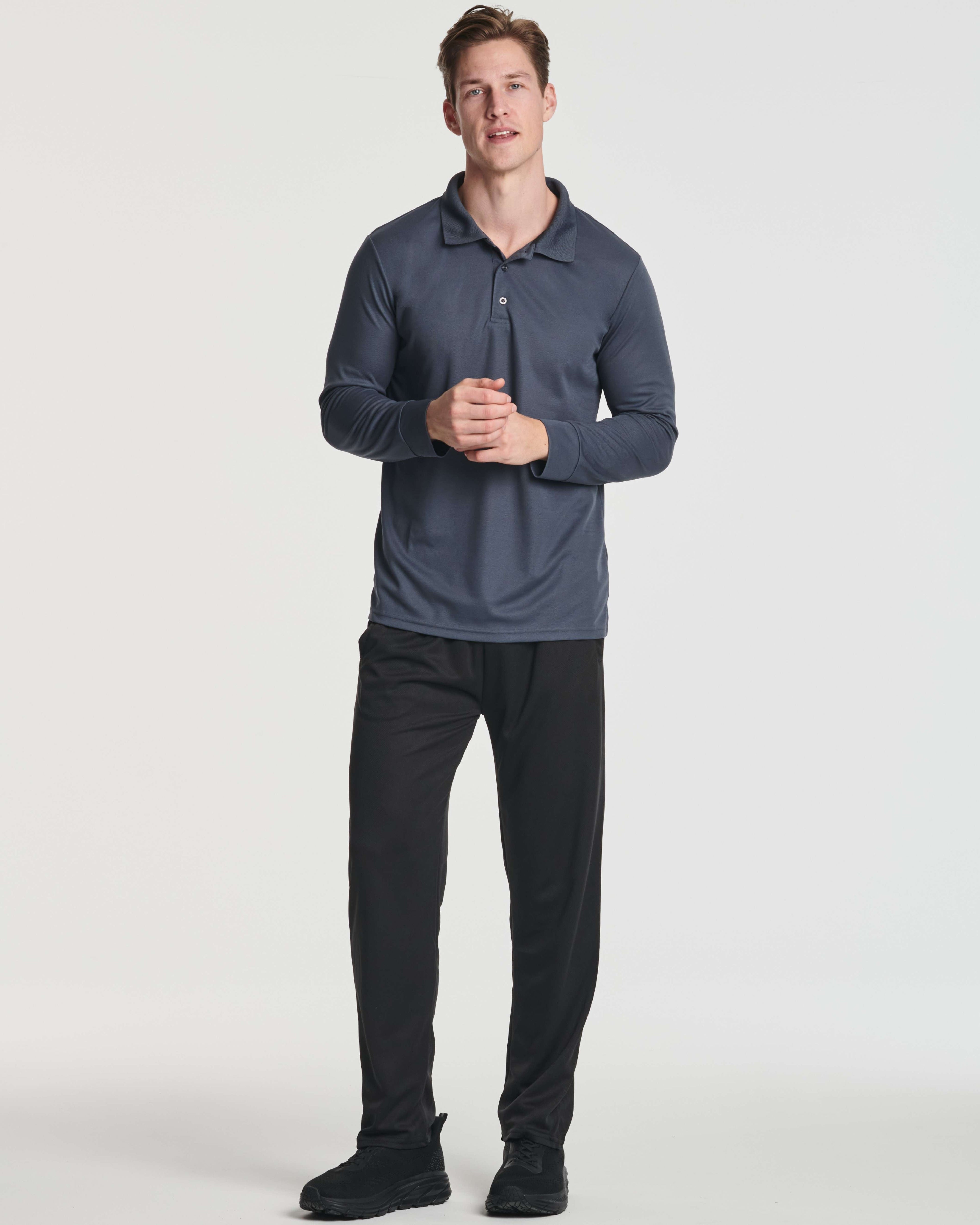 3 Pack: Men's Dry Fit Long-Sleeve Polo Shirt (Available in Big & Tall)
