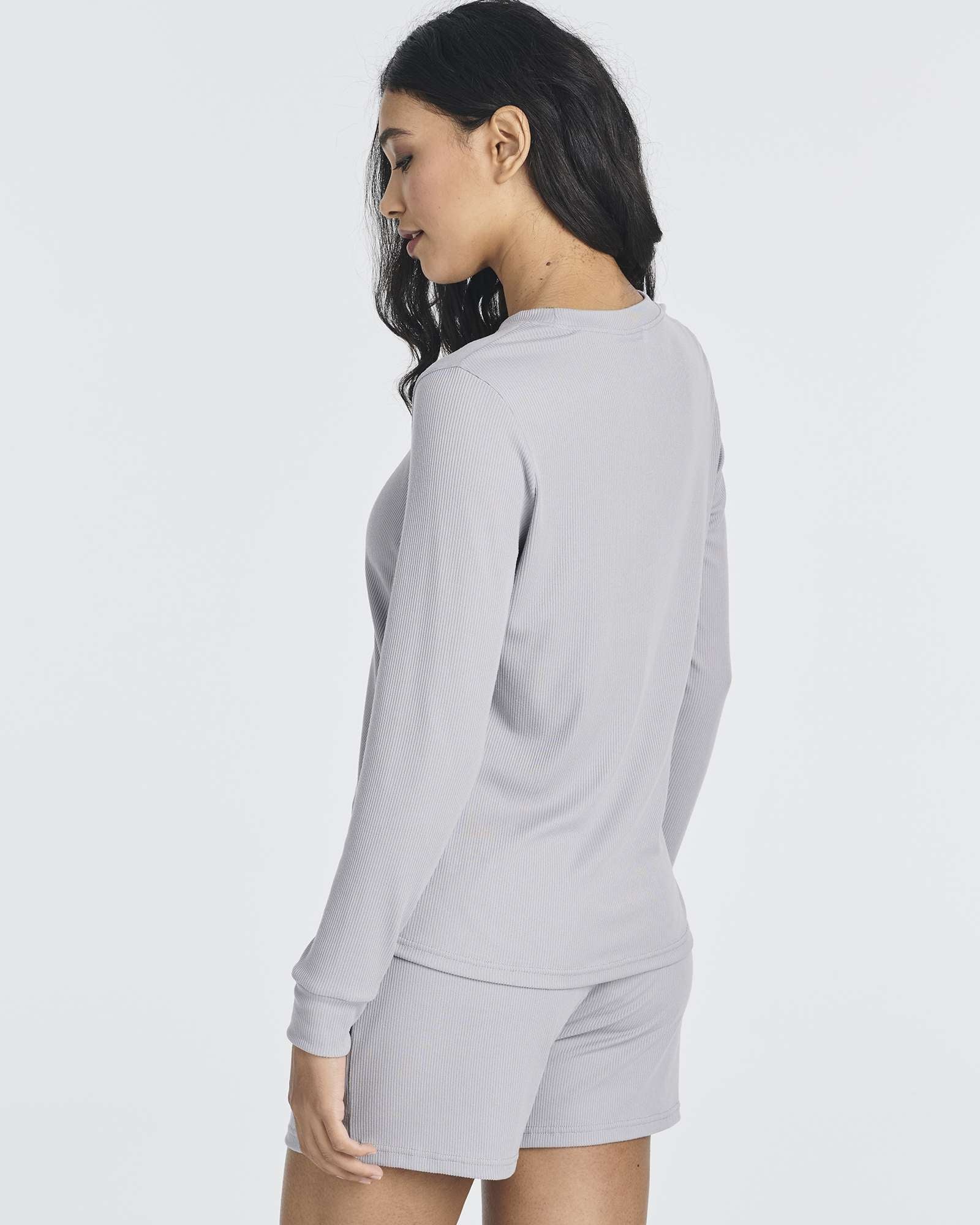 2 Pack: Women's Ribbed Knit Long Sleeve Top and Shorts Pajama Set (Available in Plus Size)