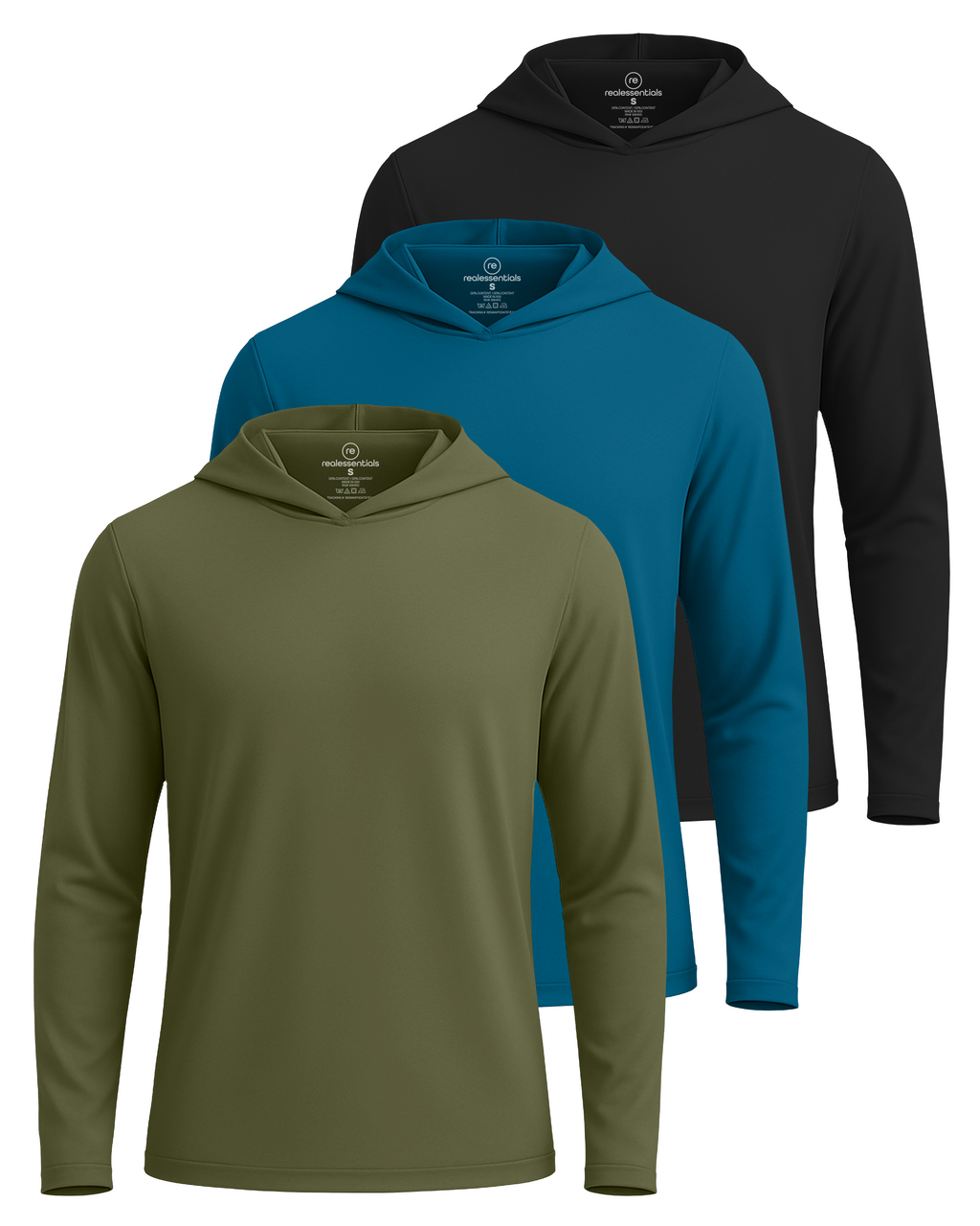 3 Pack: Mens Dry Fit Active Hoodie Pullover Sweatshirt
