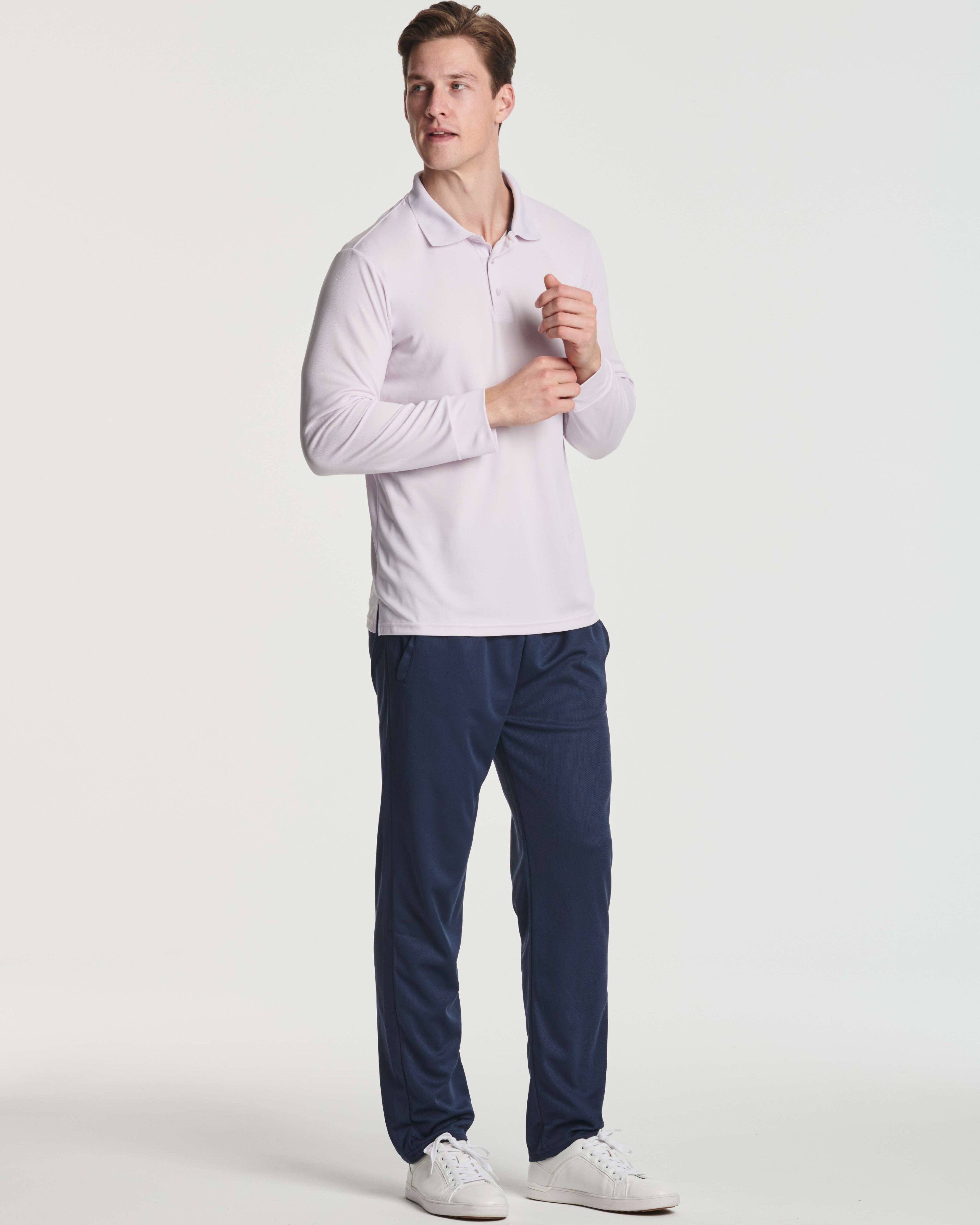 3 Pack: Men's Dry Fit Long-Sleeve Polo Shirt (Available in Big & Tall)