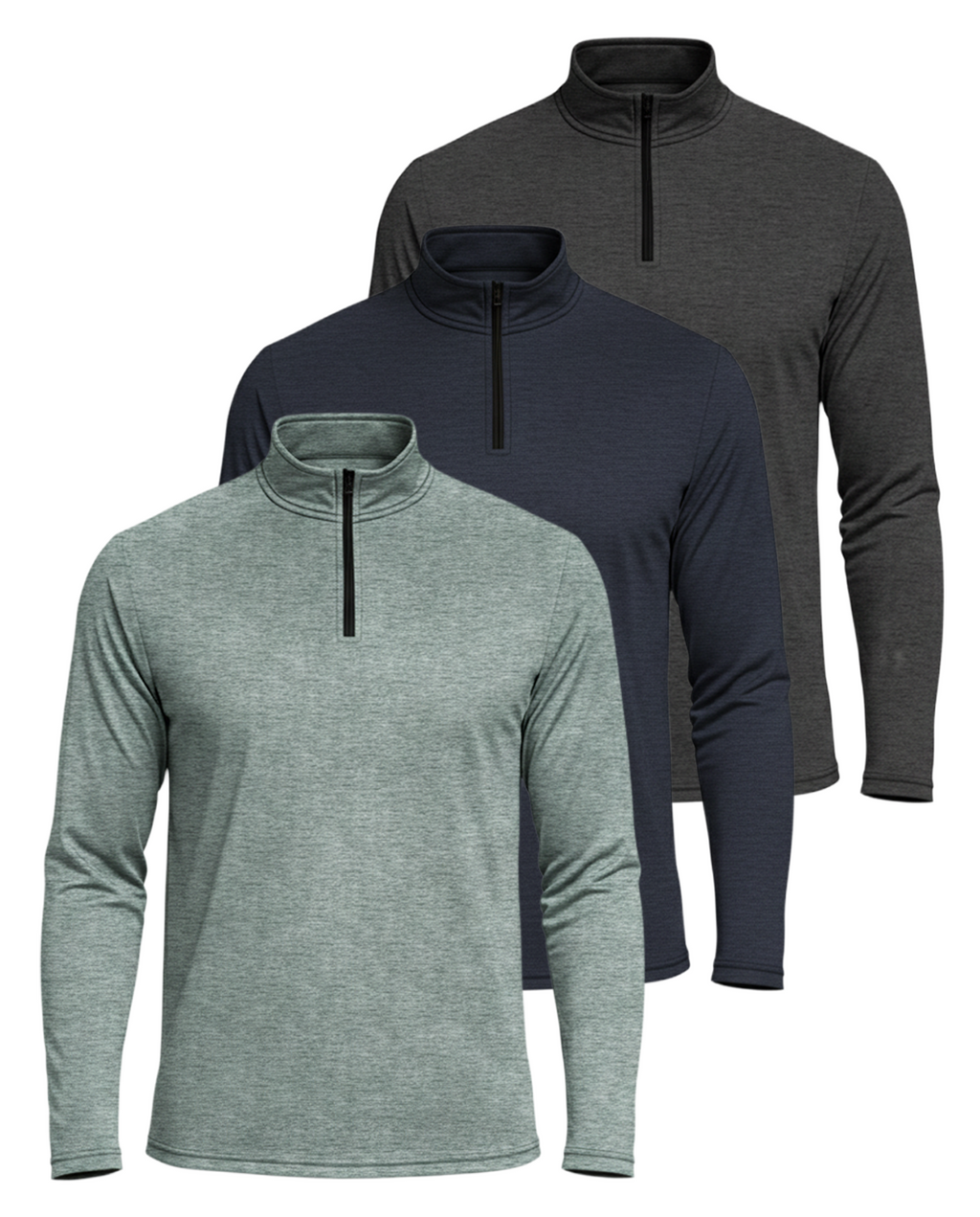 3 Pack: Mens Active Dry-Fit Quarter Zip Pullover (Available in Big & Tall)