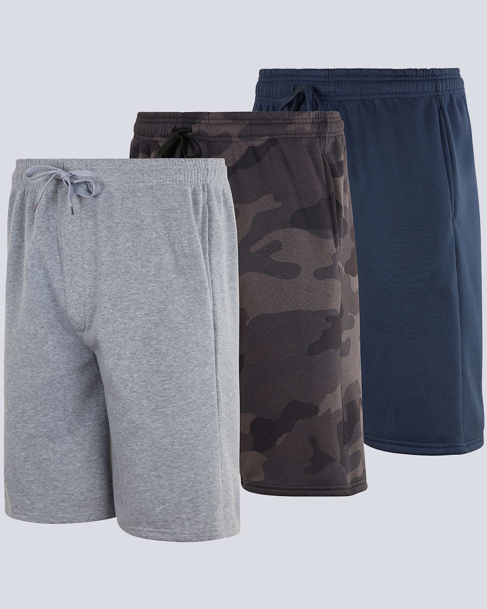 3 Pack: Mens 9" Fleece Casual Lounge Shorts