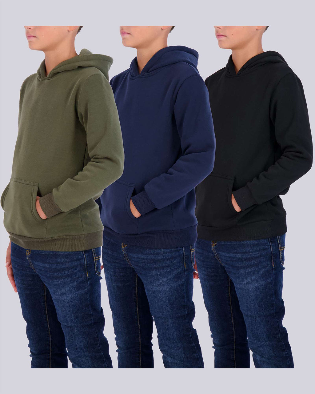 3 Pack: Boys Fleece Pullover Hoodie Sweatshirt