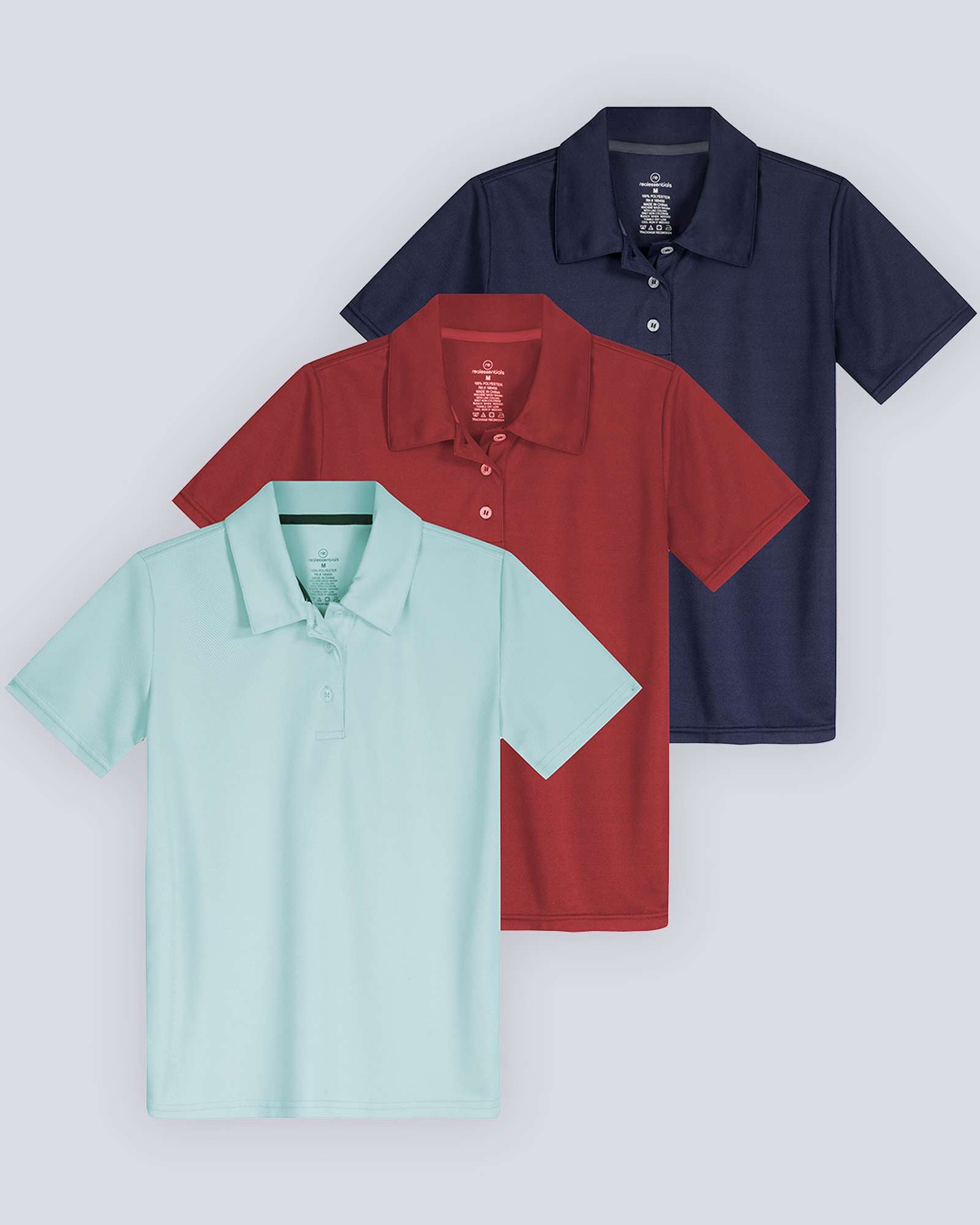 3 Pack: Girls' Short Sleeve Performance Polo