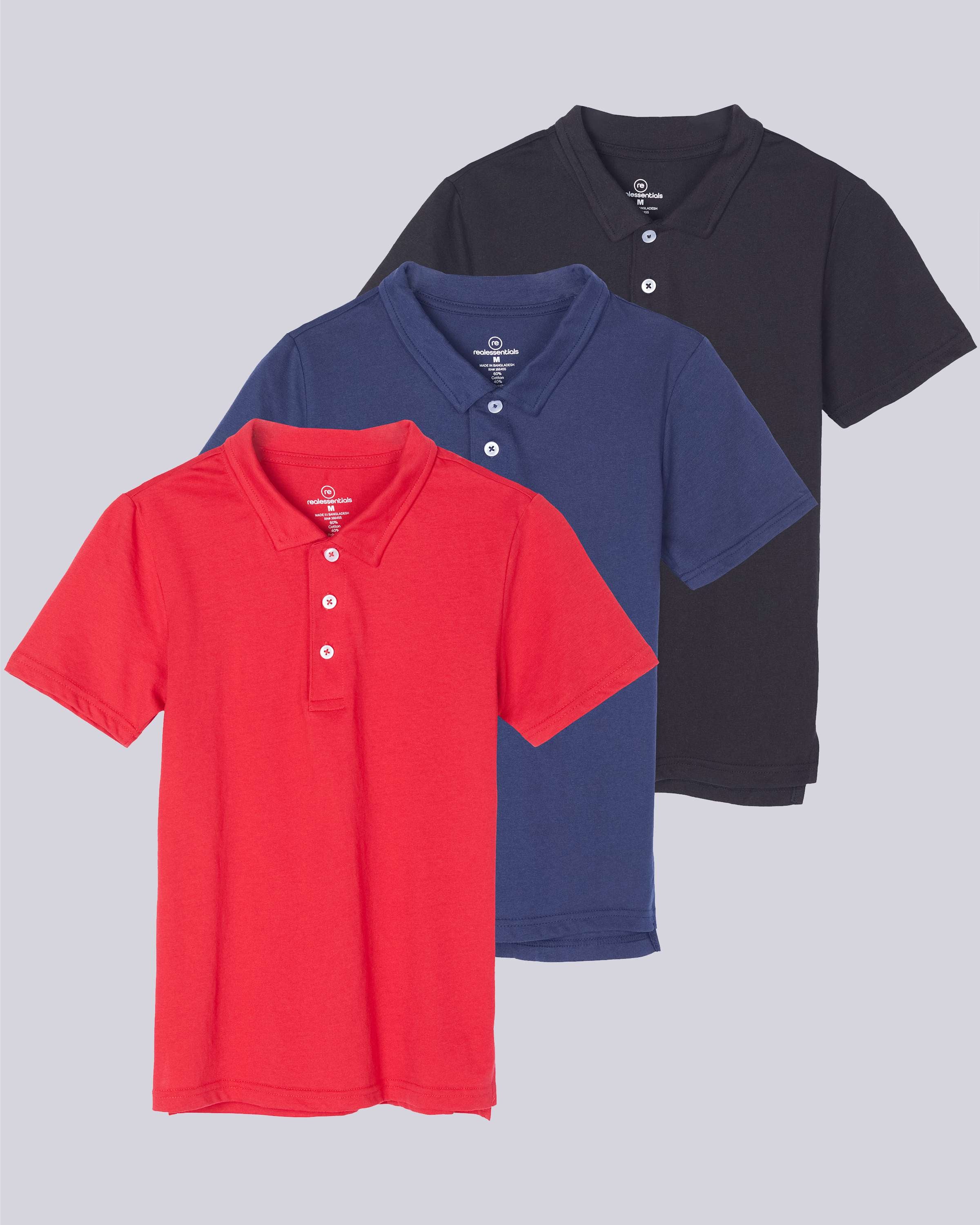 3 Pack: Boys' Jersey Cotton Polo Shirt