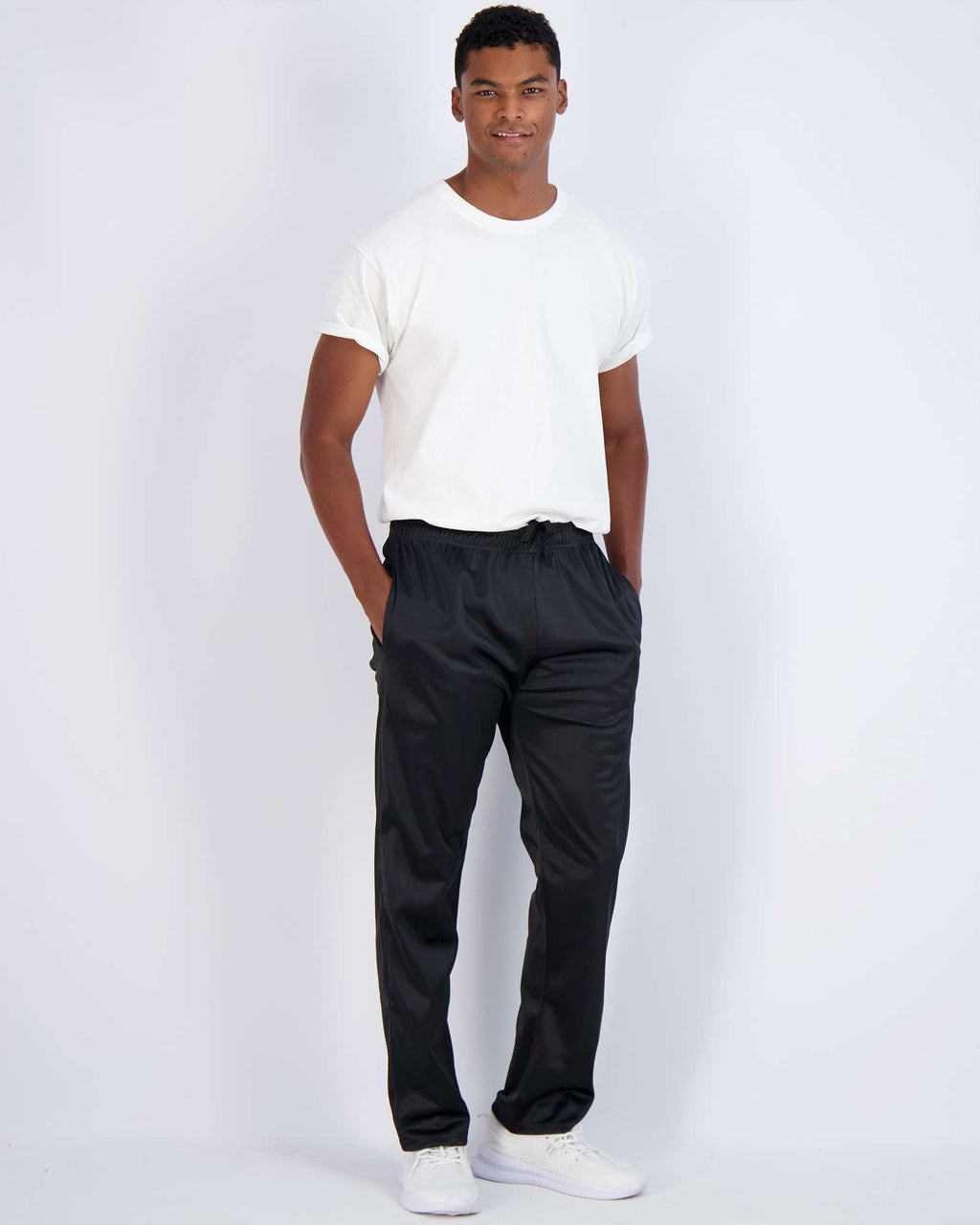 3 Pack: Mens Active Athletic Casual Tricot Open Bottom Sweatpants with Pockets (Available in Big & Tall)