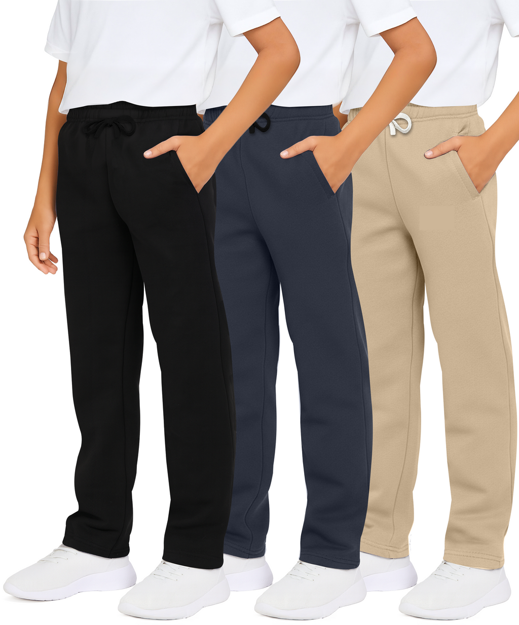 3 Pack: Boys Fleece Open Bottom Sweatpants