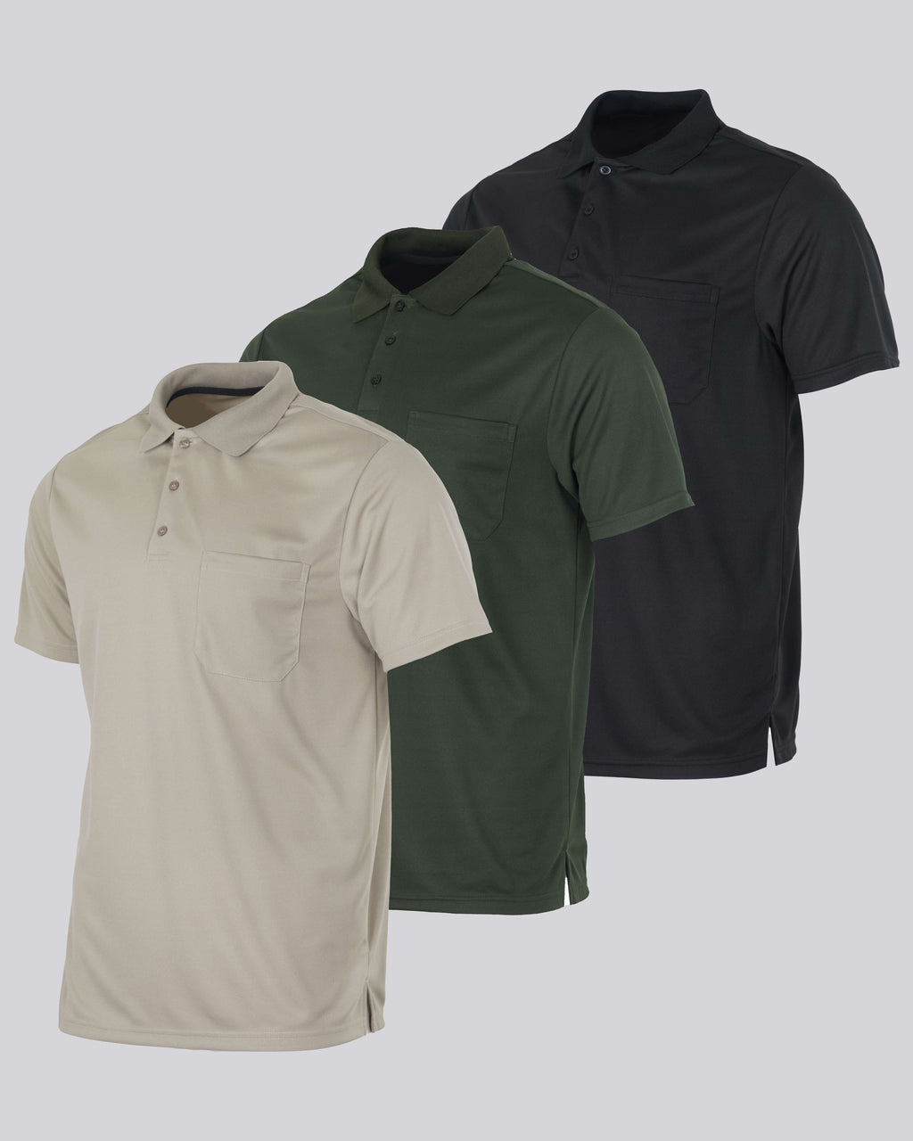 3 Pack: Men's Short Sleeve Dry-Fit Polo Shirt (Available in Big & Tall)