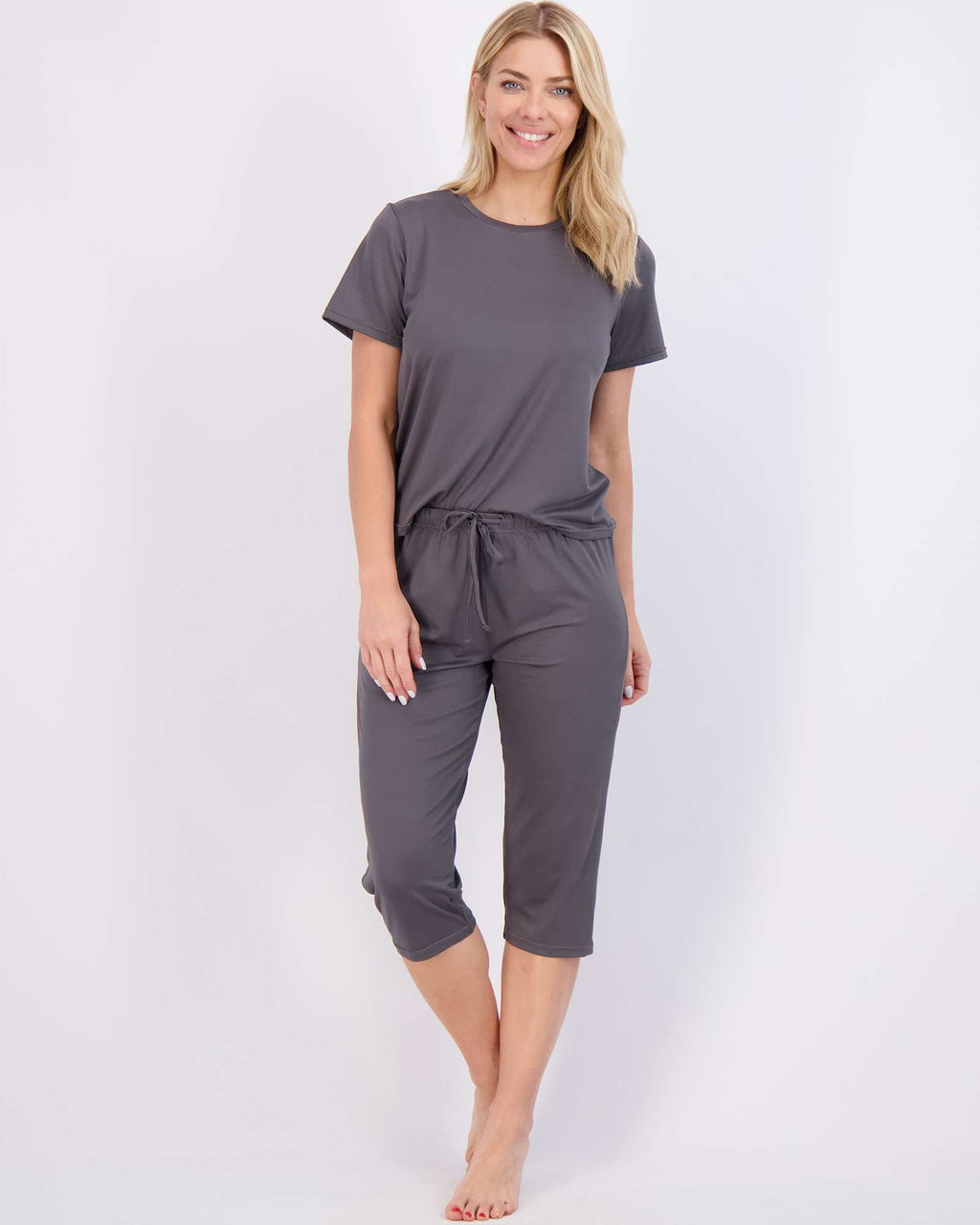2 Pack: Women's Short-Sleeve PJ Top with Capri Pants