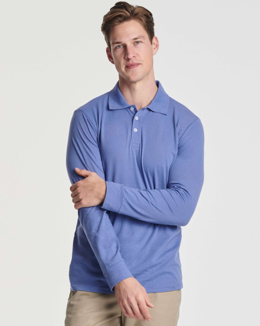 3 Pack: Men's Cotton Jersey Long-Sleeve Polo Shirt (Available in Big & Tall)