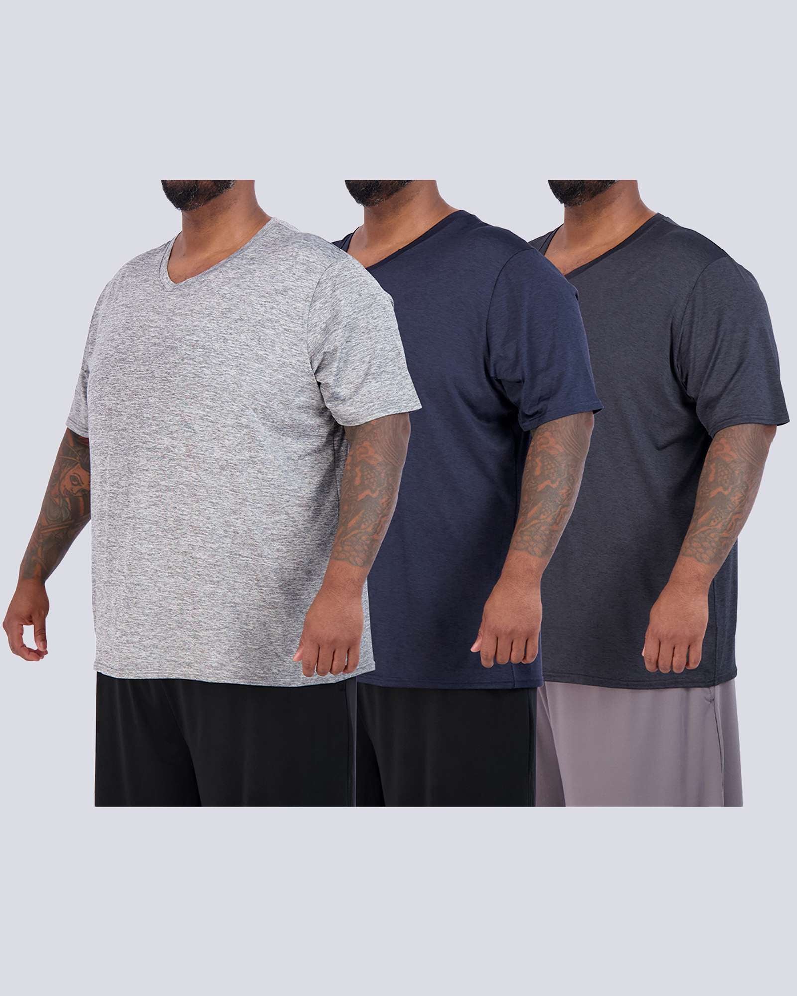 3 Pack: Men's Big & Tall V-Neck Short-Sleeve Dry-Fit T-Shirt