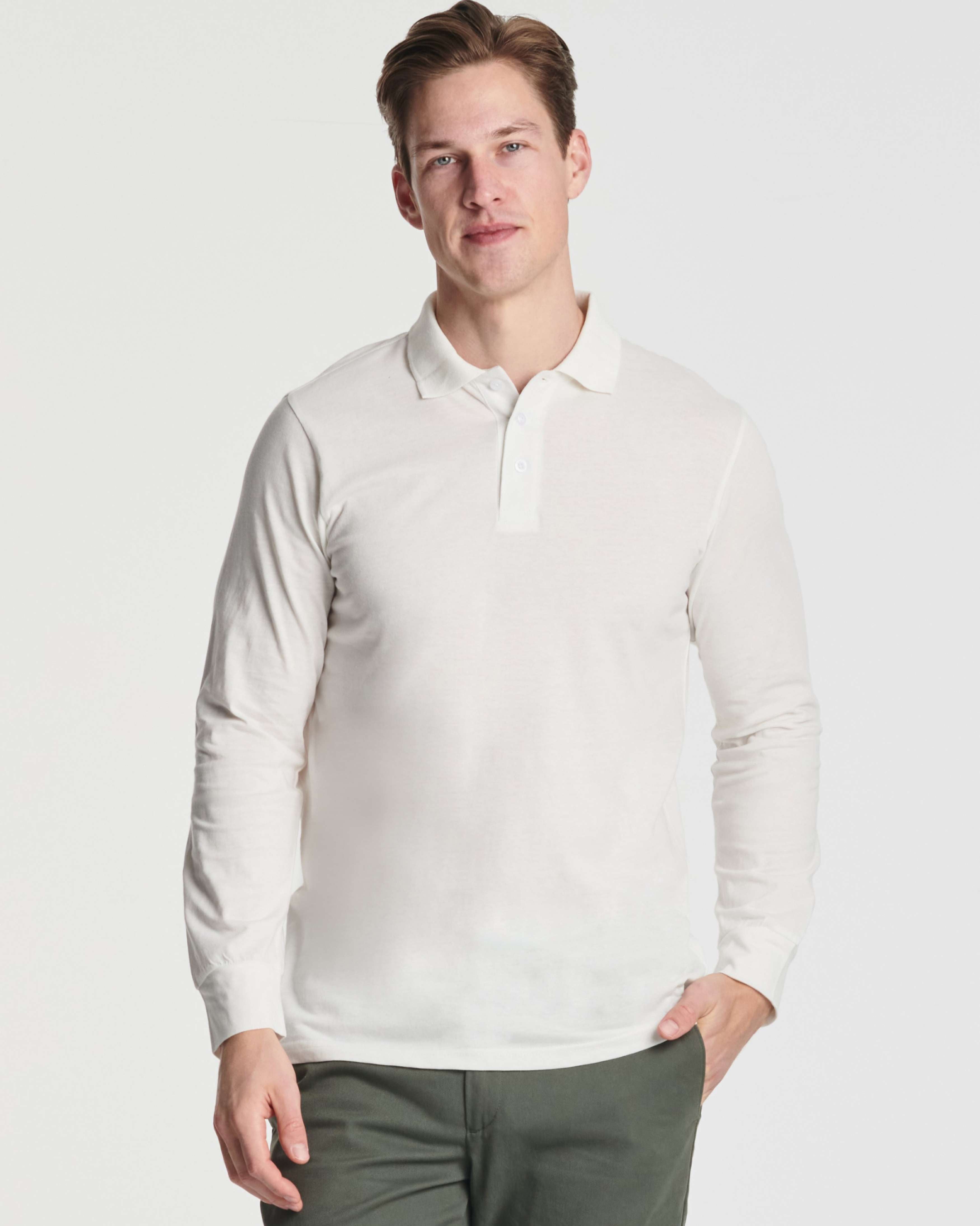 3 Pack: Men's Cotton Jersey Long-Sleeve Polo Shirt (Available in Big & Tall)